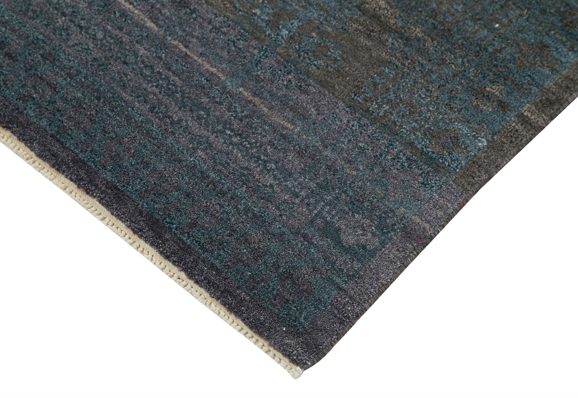 Handmade Wool Area Rug – Tebriz Blue Classic Cotton Wool Carpet 7'9''x9'11''