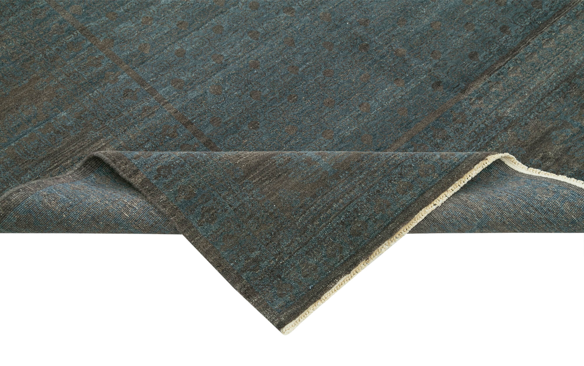 Handmade Wool Area Rug – Tebriz Blue Classic Cotton Wool Carpet 7'9''x9'11''