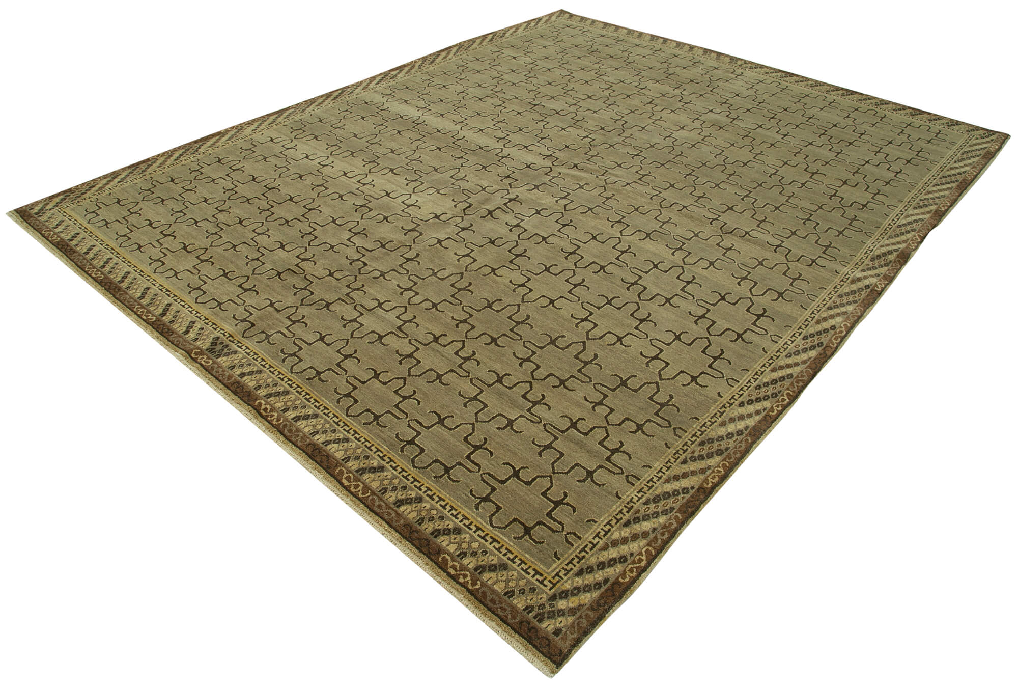 Handmade Wool Area Rug – Tebriz Brown Classic Cotton Wool Rug 8'x10' | Agacan Rugs