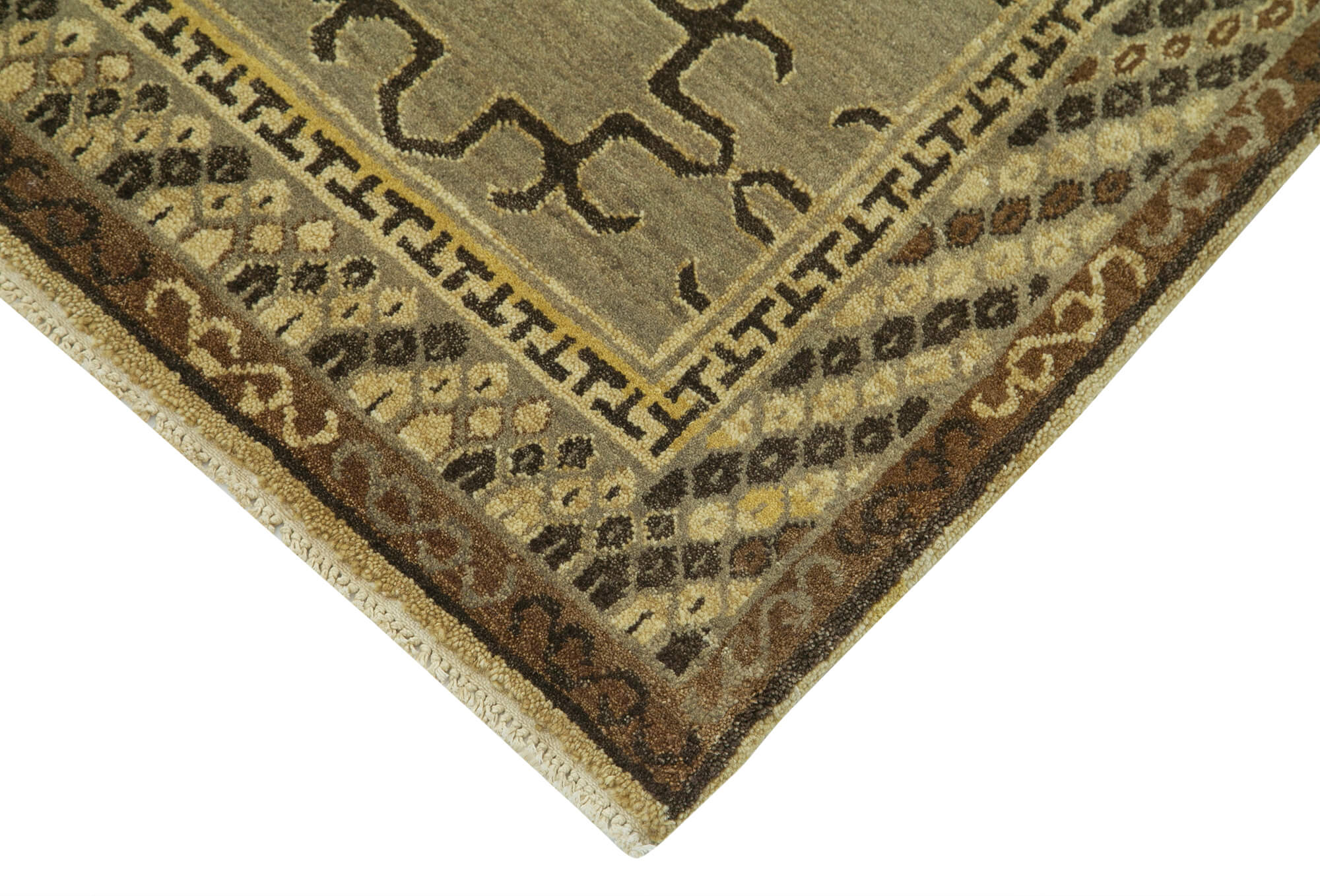 Handmade Wool Area Rug – Tebriz Brown Classic Cotton Wool Rug 8'x10' | Agacan Rugs