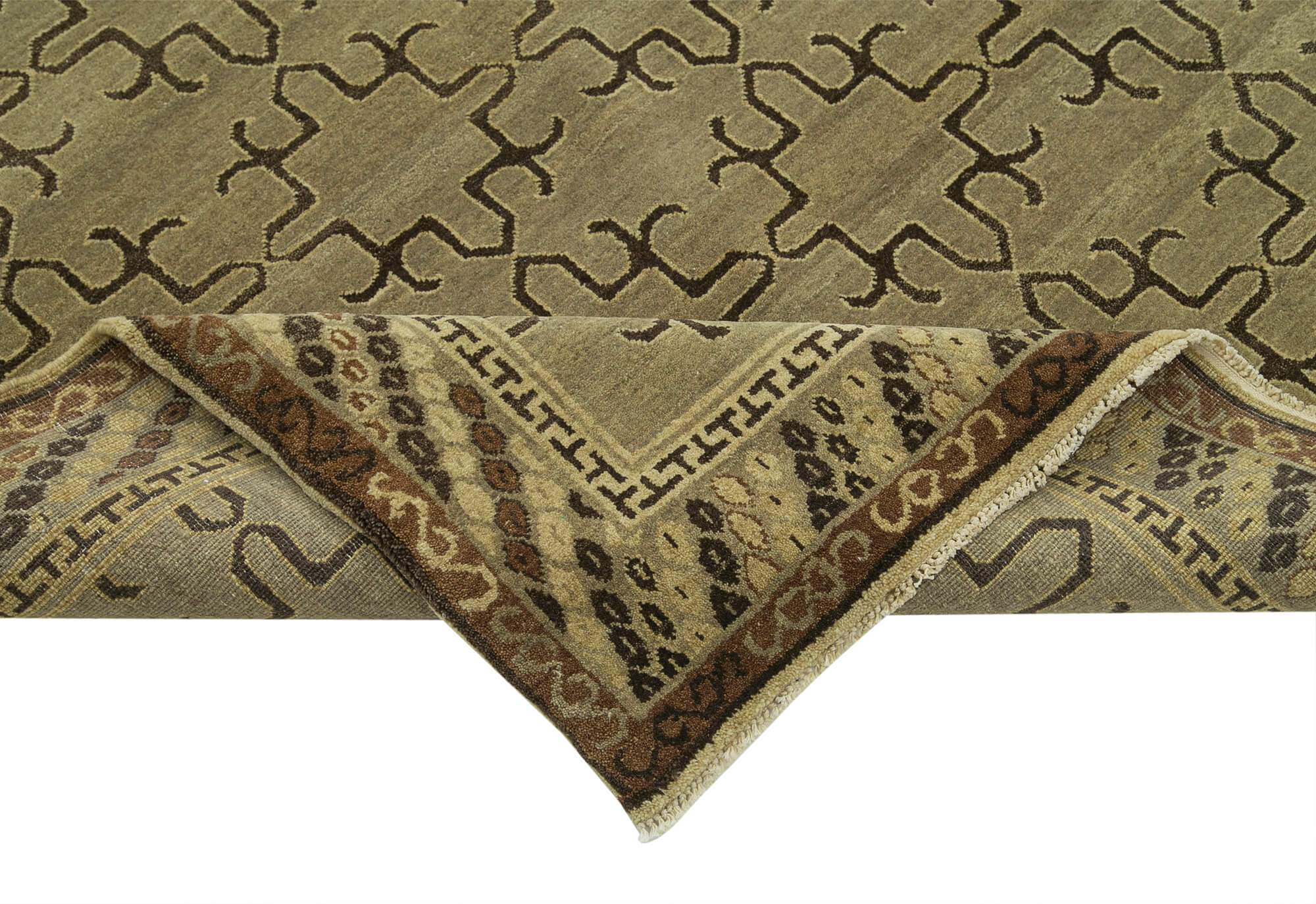 Handmade Wool Area Rug – Tebriz Brown Classic Cotton Wool Rug 8'x10' | Agacan Rugs