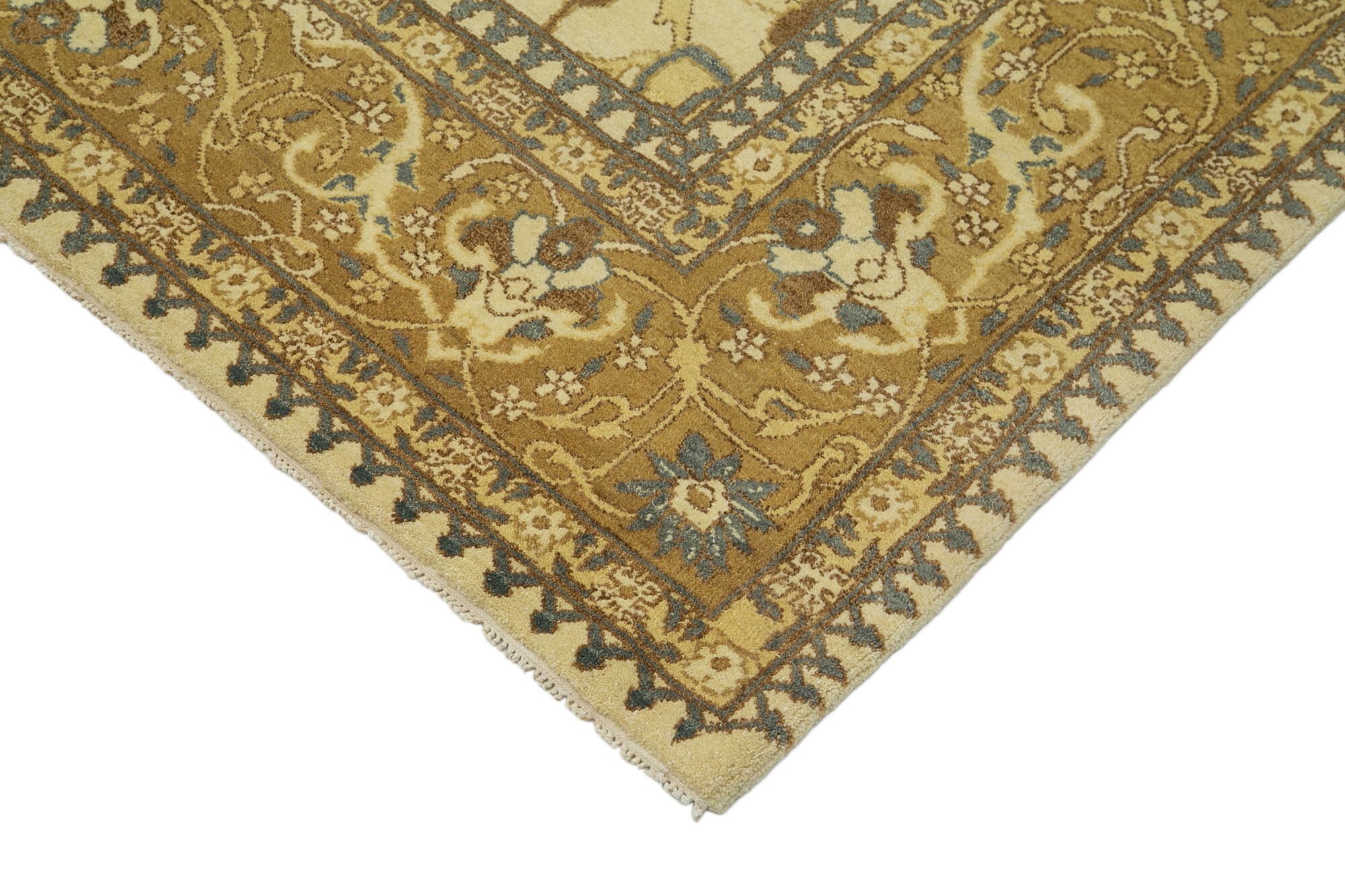 Handmade Wool Area Rug – Tebriz Classic Beige Cotton Wool Rug 9'11"x13'11"