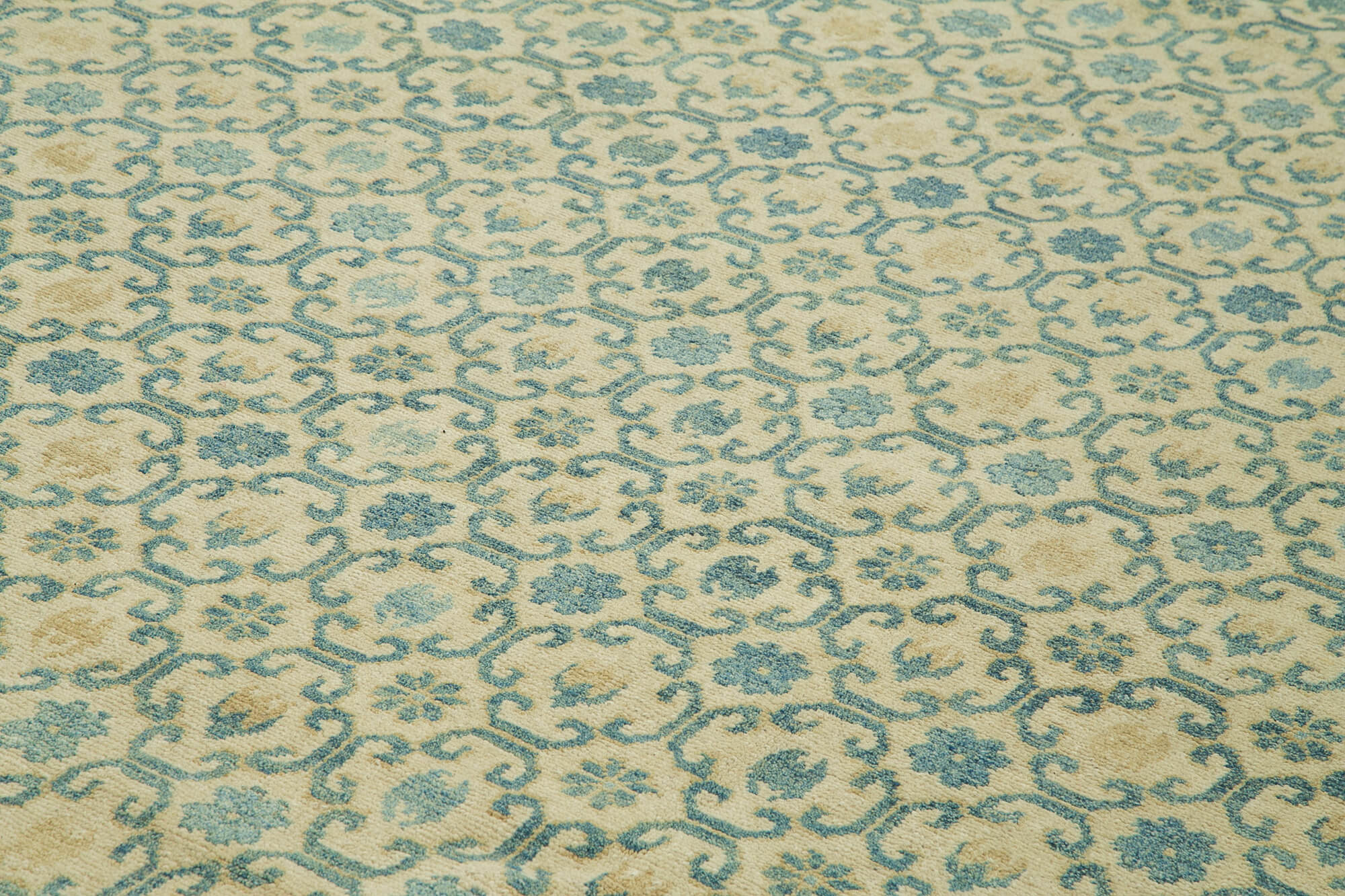 Handmade Wool Area Rug – Tebriz Classic Blue Cotton Wool Carpet 9'11''x13'11''