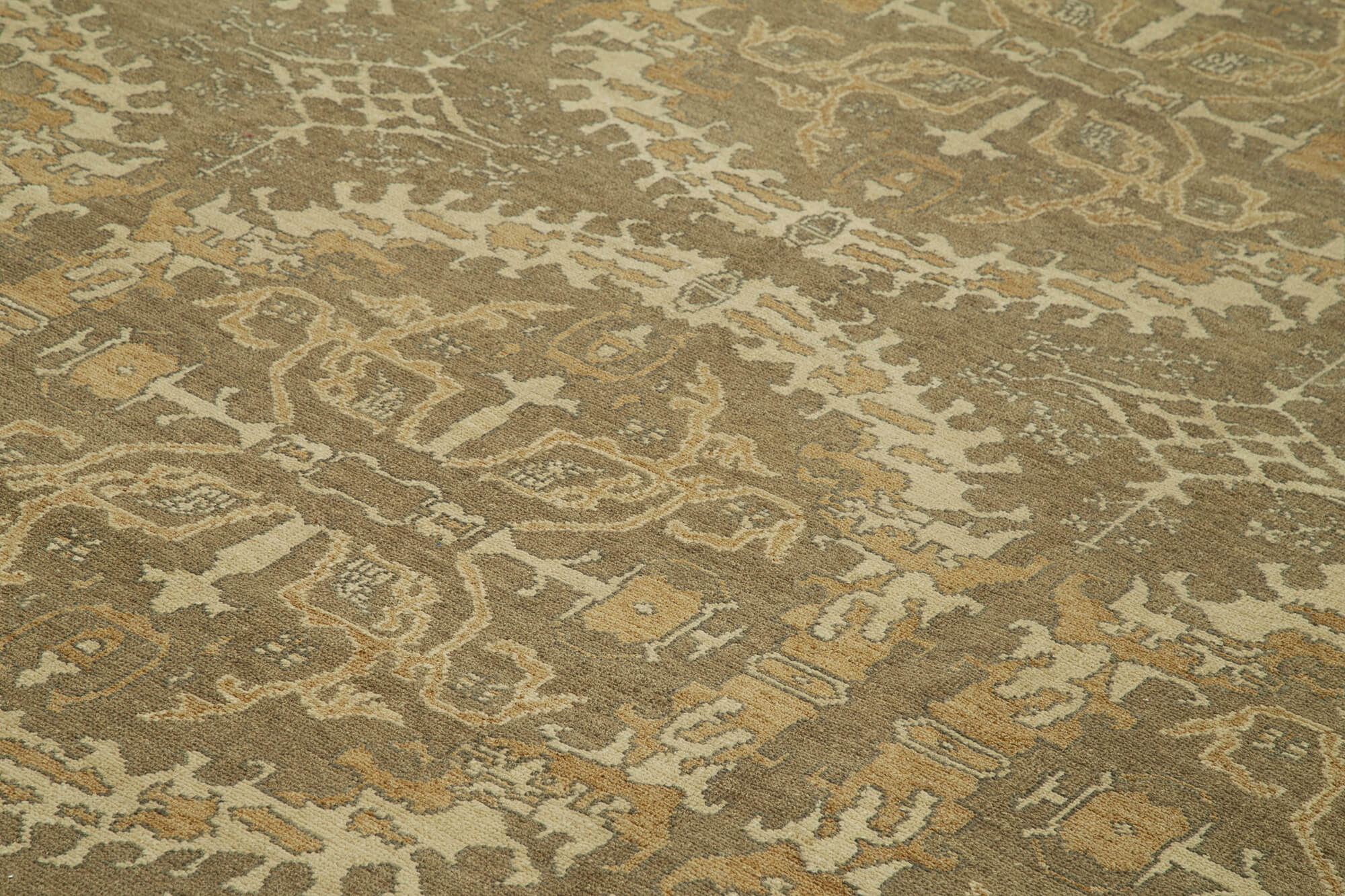 Handmade Wool Area Rug – Classic Brown Turkish Vintage Rug 10'x14' Cotton Wool Carpet