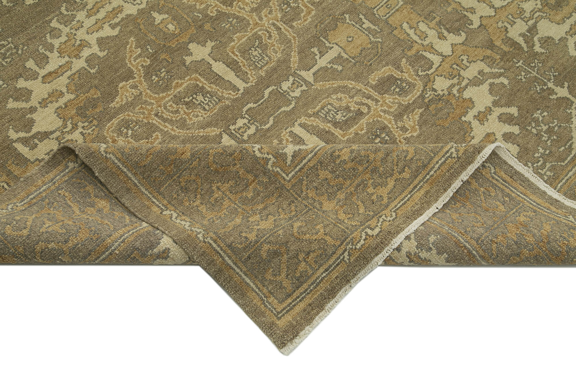 Handmade Wool Area Rug – Classic Brown Turkish Vintage Rug 10'x14' Cotton Wool Carpet
