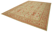 Handmade Wool Area Rug – Tebriz Classic Beige Carpet 10'2''x14'1'' Cotton Wool Blend