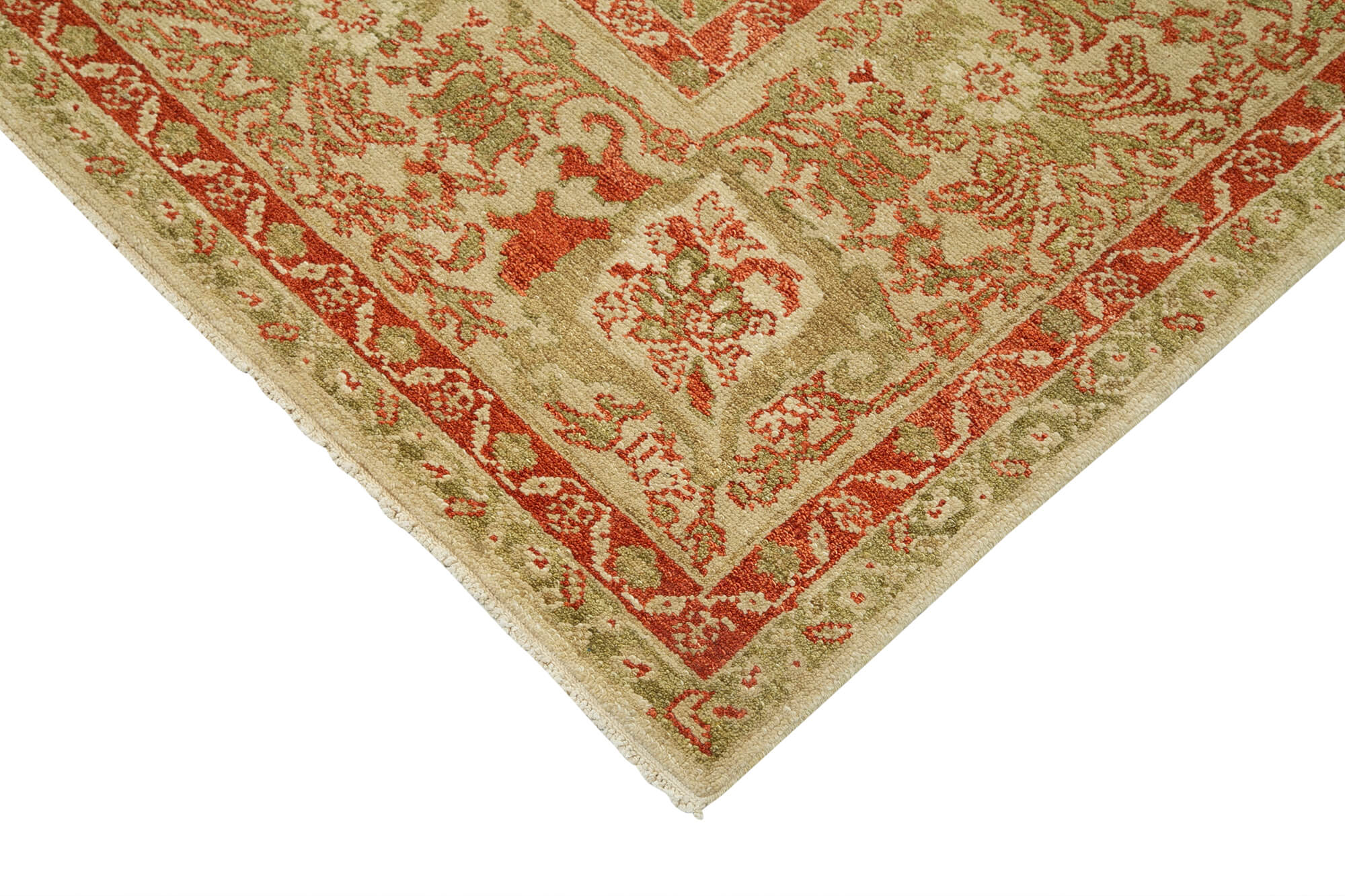 Handmade Wool Area Rug – Tebriz Classic Beige Carpet 10'2''x14'1'' Cotton Wool Blend