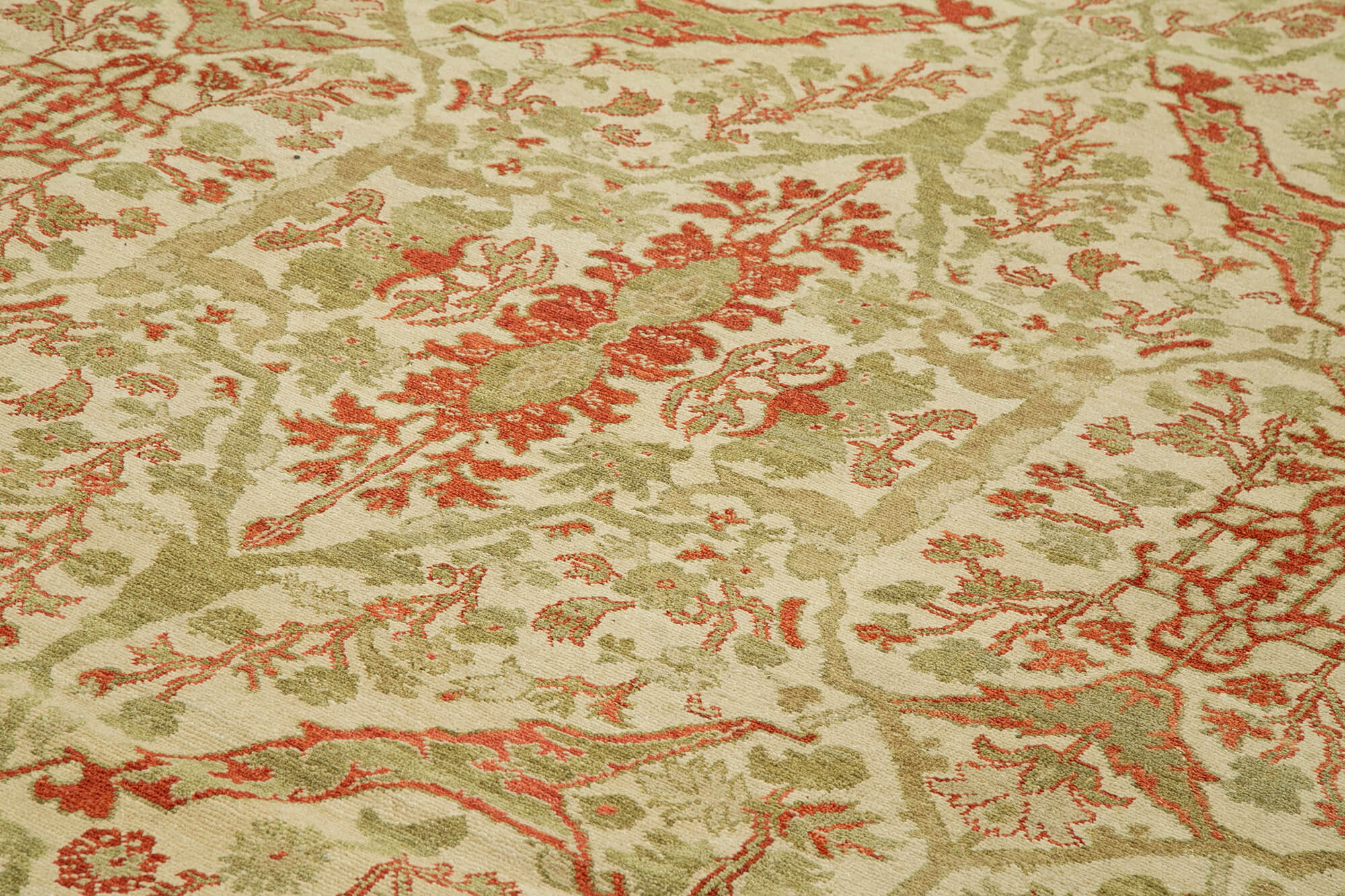 Handmade Wool Area Rug – Tebriz Classic Beige Carpet 10'2''x14'1'' Cotton Wool Blend