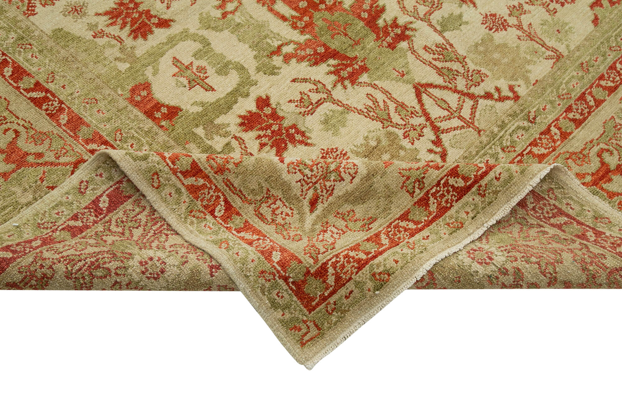 Handmade Wool Area Rug – Tebriz Classic Beige Carpet 10'2''x14'1'' Cotton Wool Blend