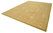 Handmade Cotton Wool Rug – Tebriz Classic Yellow Vintage Area Rug 10'2" x 14'0"