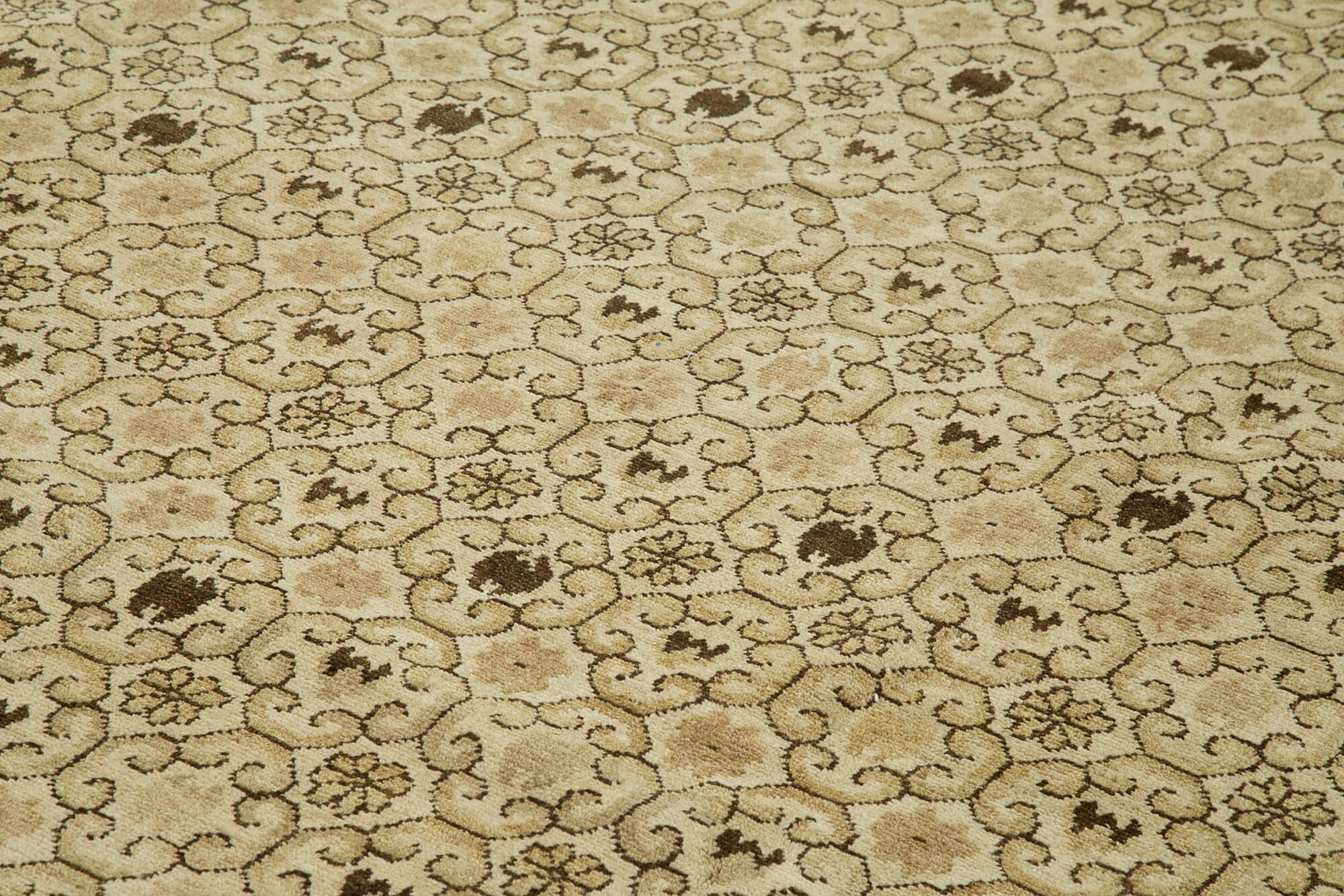 Handmade Wool Area Rug – Tebriz Classic Beige Cotton Wool Rug 10'x13'11''