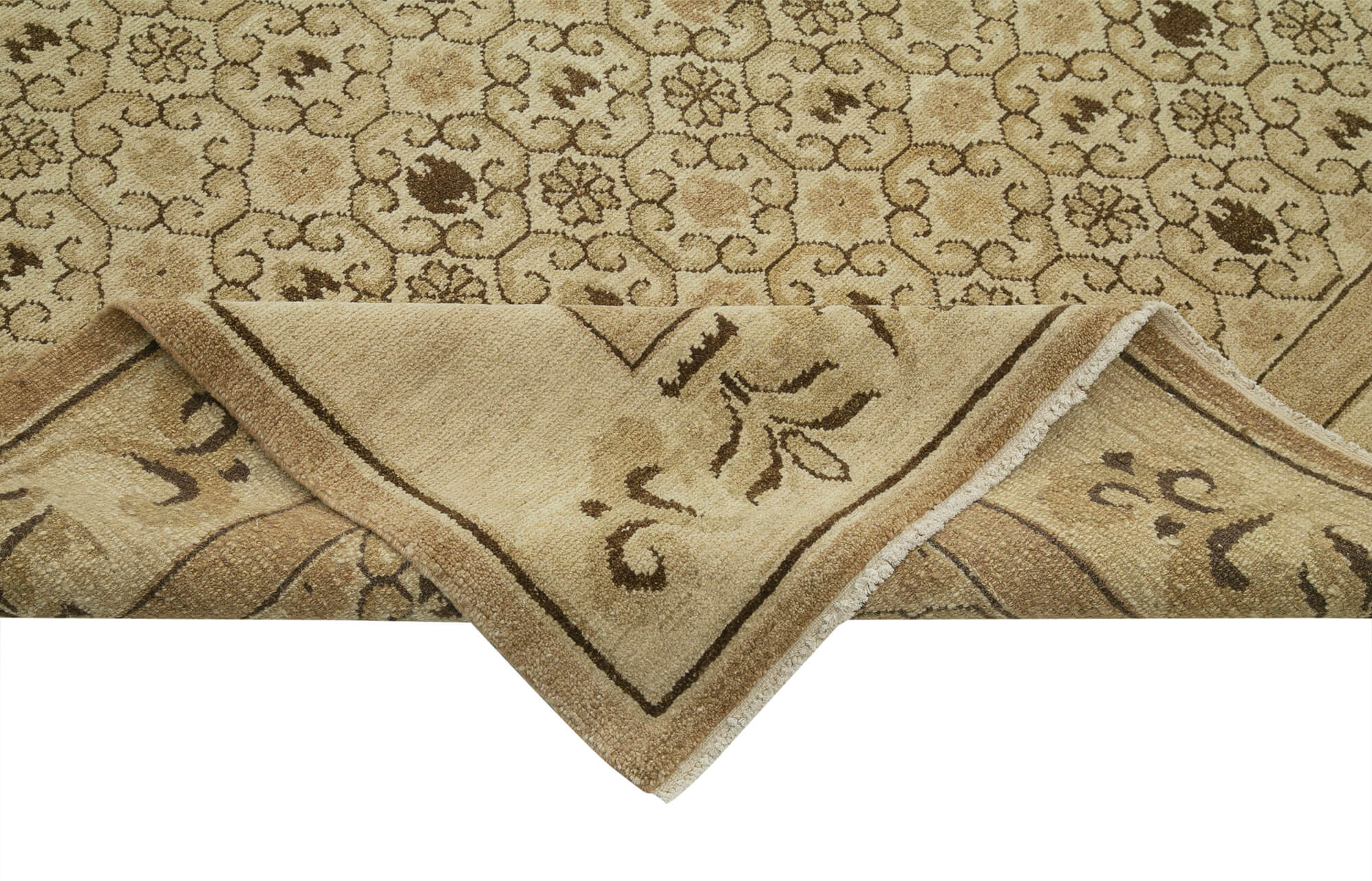 Handmade Wool Area Rug – Tebriz Classic Beige Cotton Wool Rug 10'x13'11''