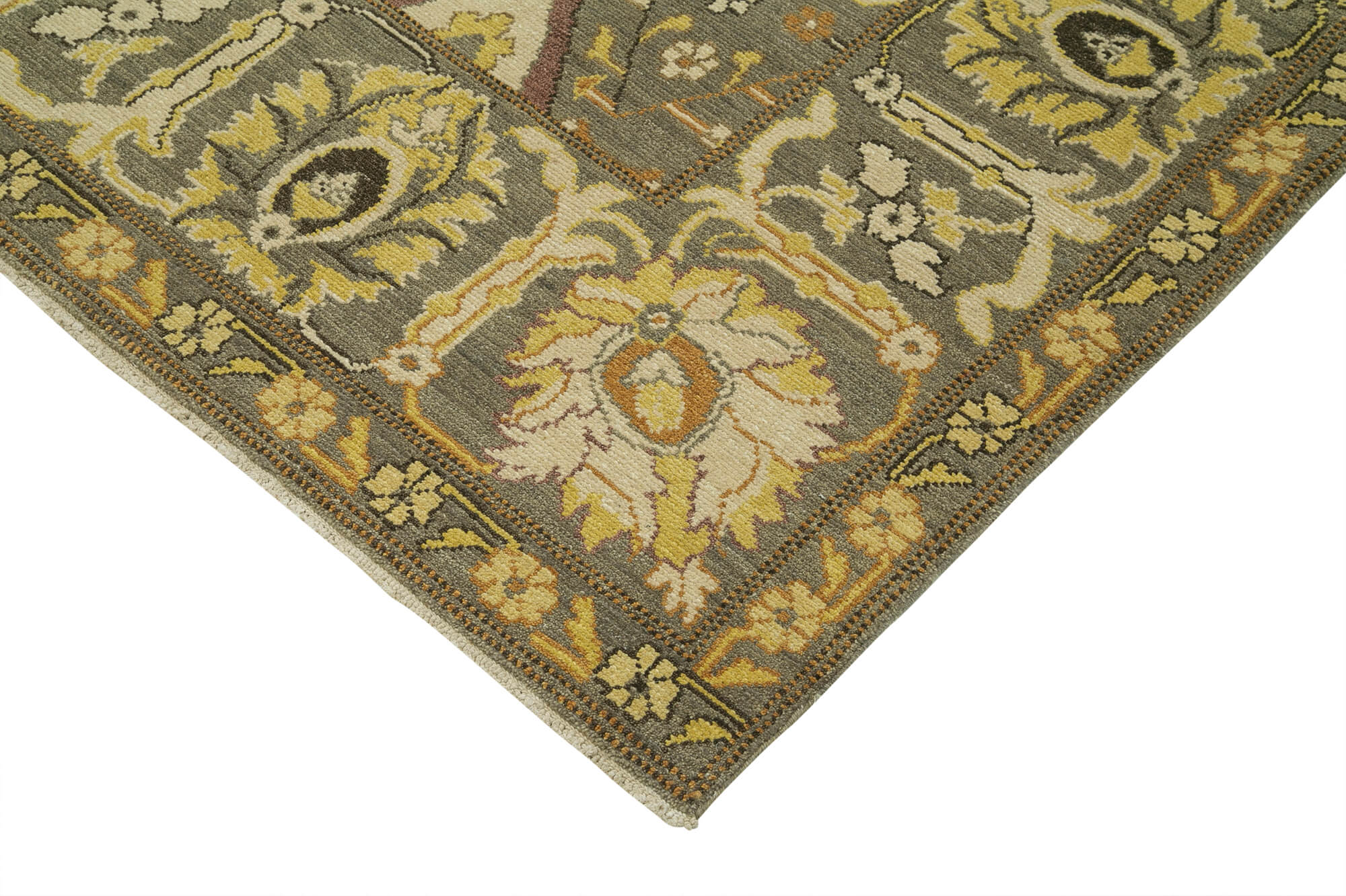 Handmade Wool Area Rug – Tebriz Classic Brown Cotton Wool Rug 9'1''x11'10''