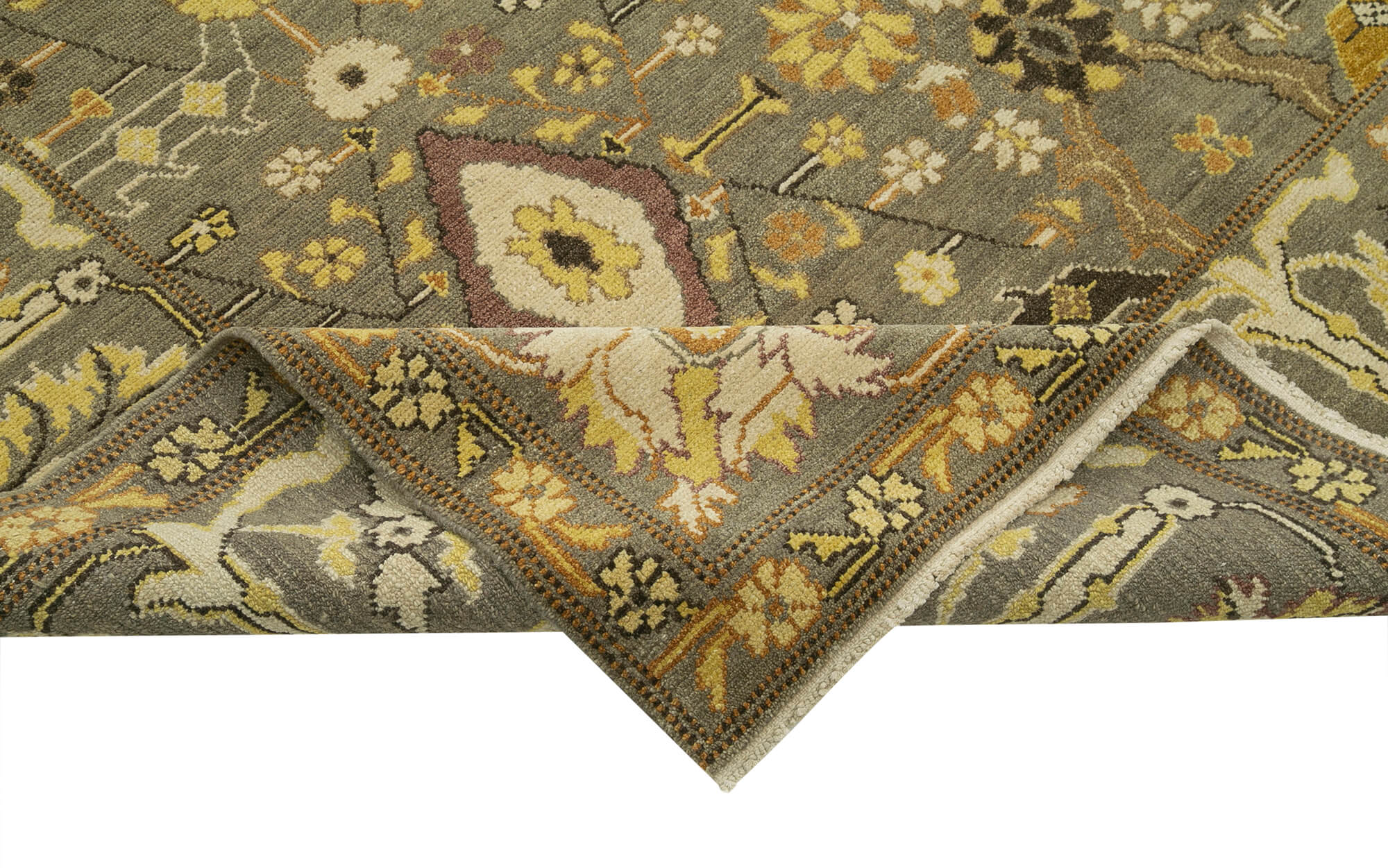 Handmade Wool Area Rug – Tebriz Classic Brown Cotton Wool Rug 9'1''x11'10''