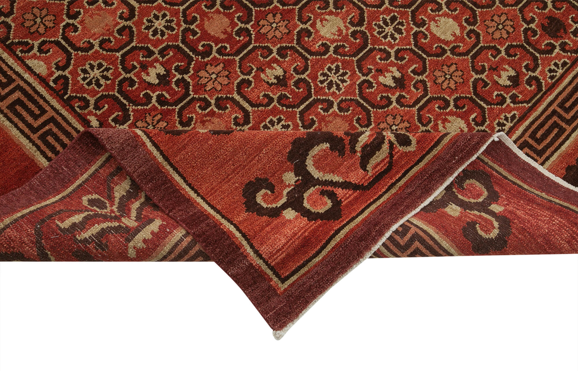 Handmade Area Rug – Classic Red Tebriz Cotton Wool Vintage Turkish Carpet 9'x12'