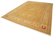 Handmade Wool Area Rug - Tebriz Classic Yellow Cotton Wool Carpet 9'x11'10''