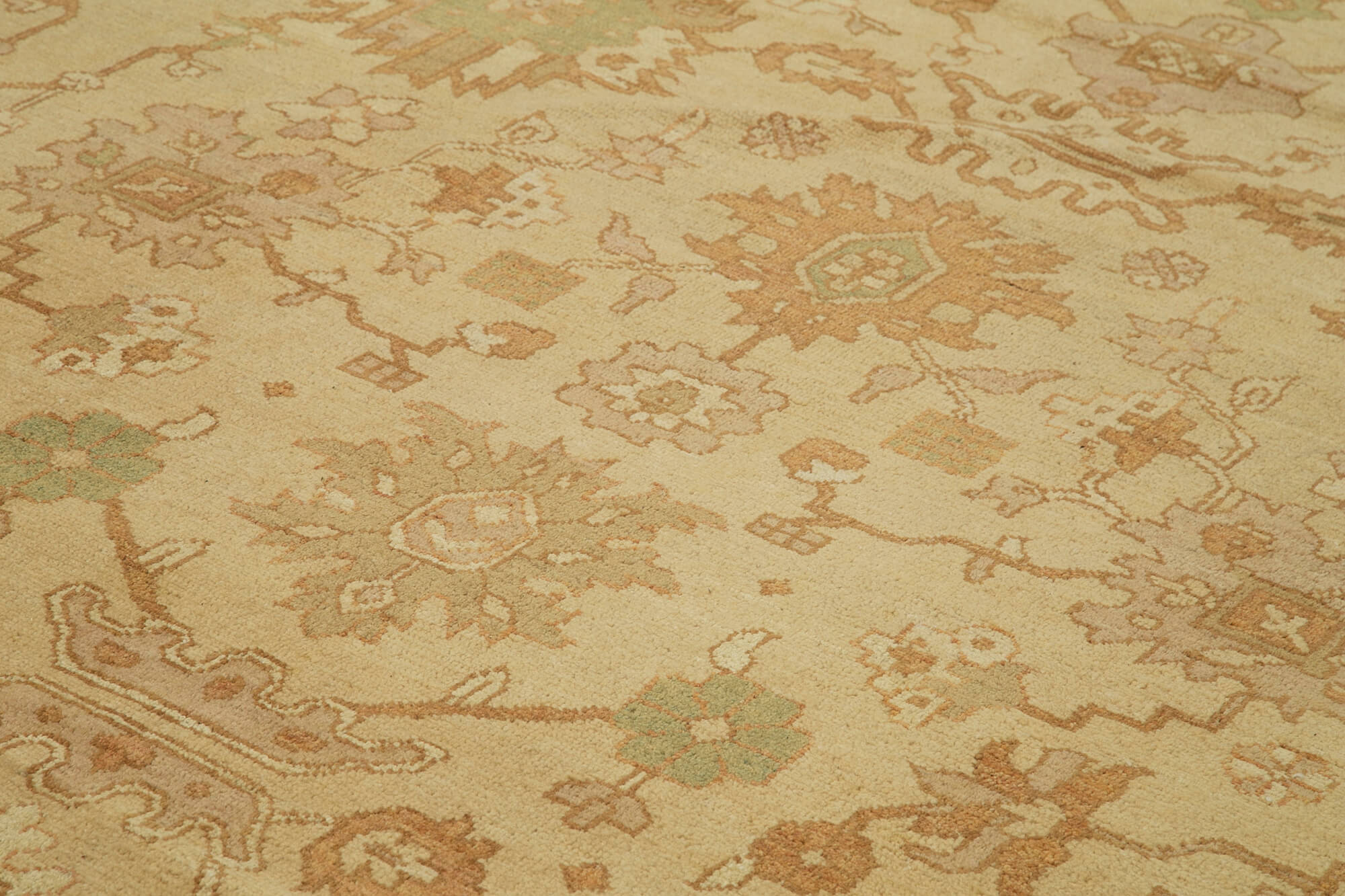 Handmade Area Rug - Classic Beige Cotton Wool Turkish Wool Carpet 9'x11'11''