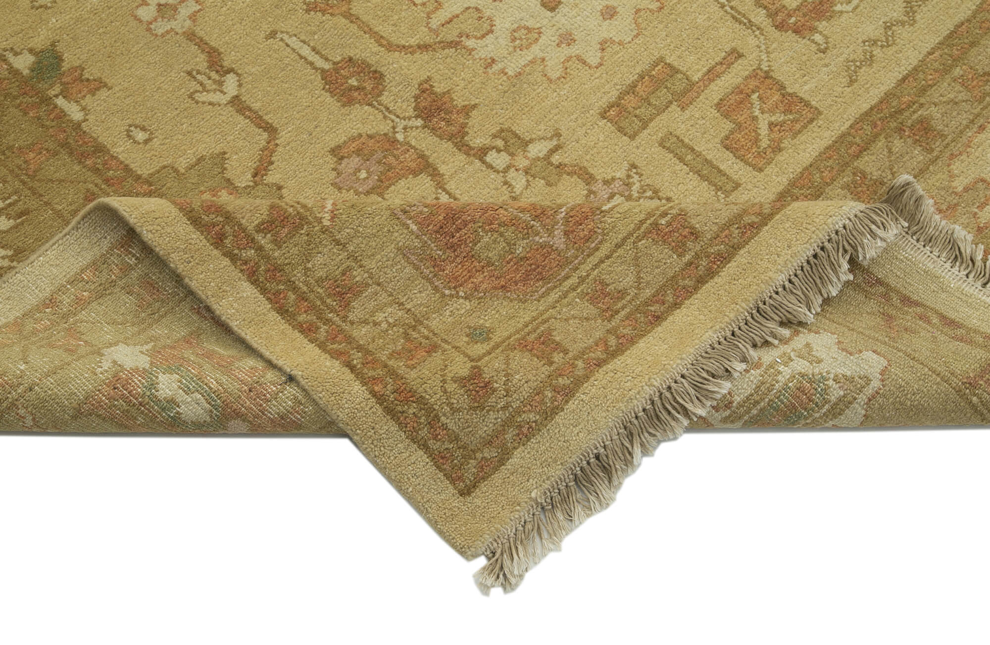 Handmade Wool Area Rug – Tebriz Classic Yellow Cotton Wool Carpet 8'11''x12'
