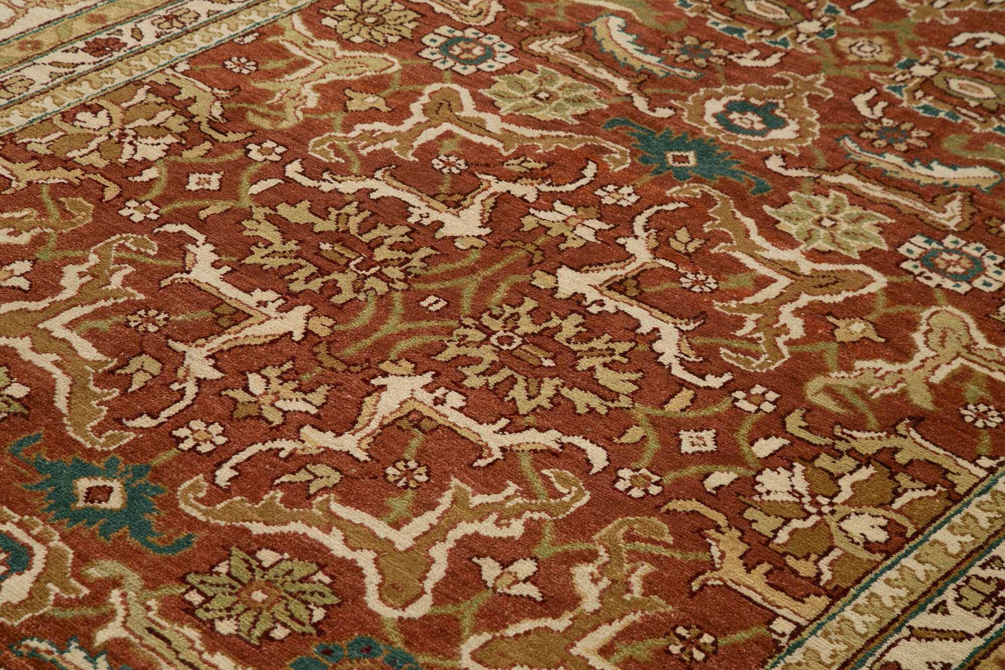 Handmade Wool Area Rug | Tebriz Red Classic Cotton Wool Rug 8'11''x11'3''