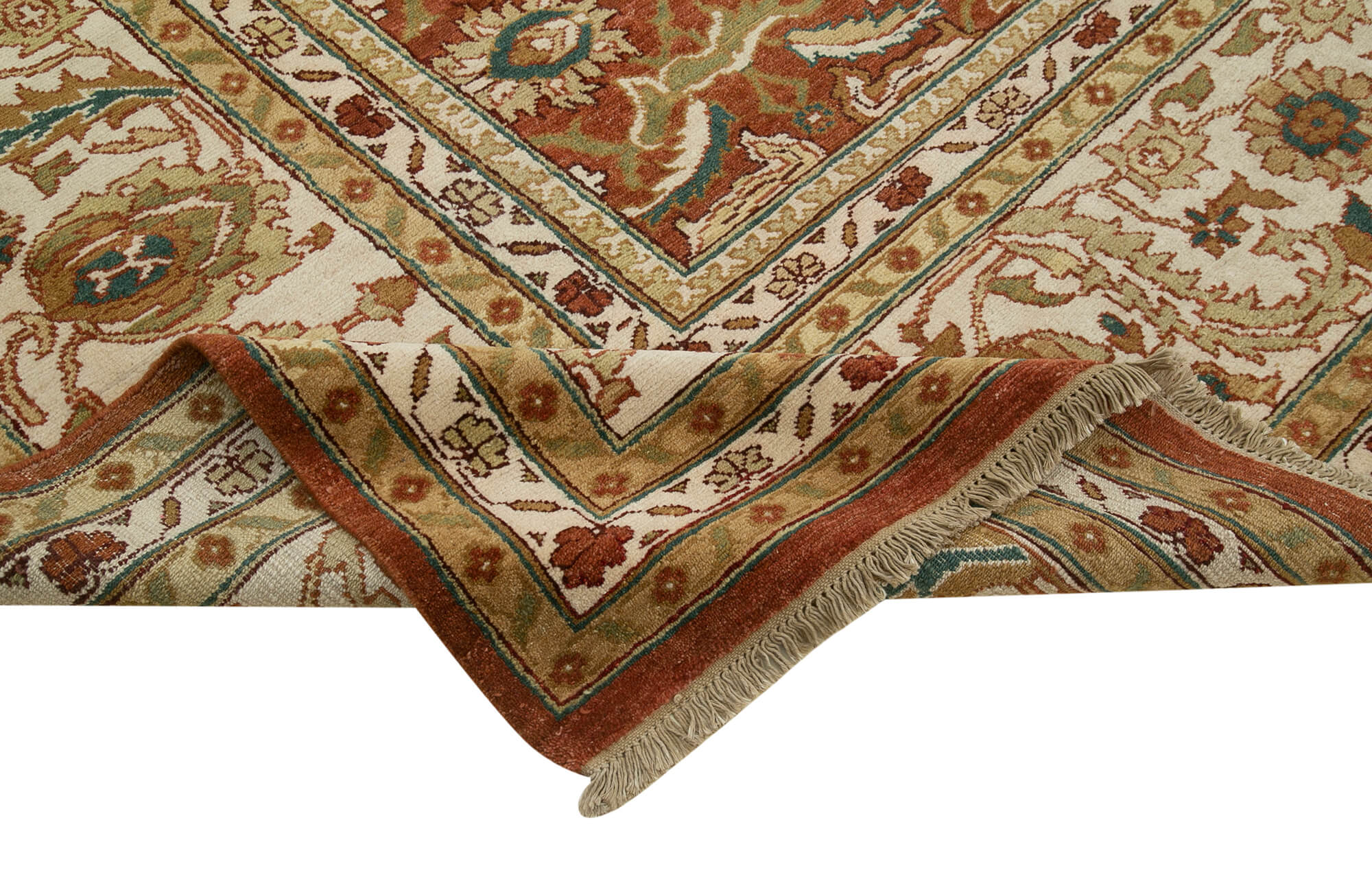 Handmade Wool Area Rug | Tebriz Red Classic Cotton Wool Rug 8'11''x11'3''