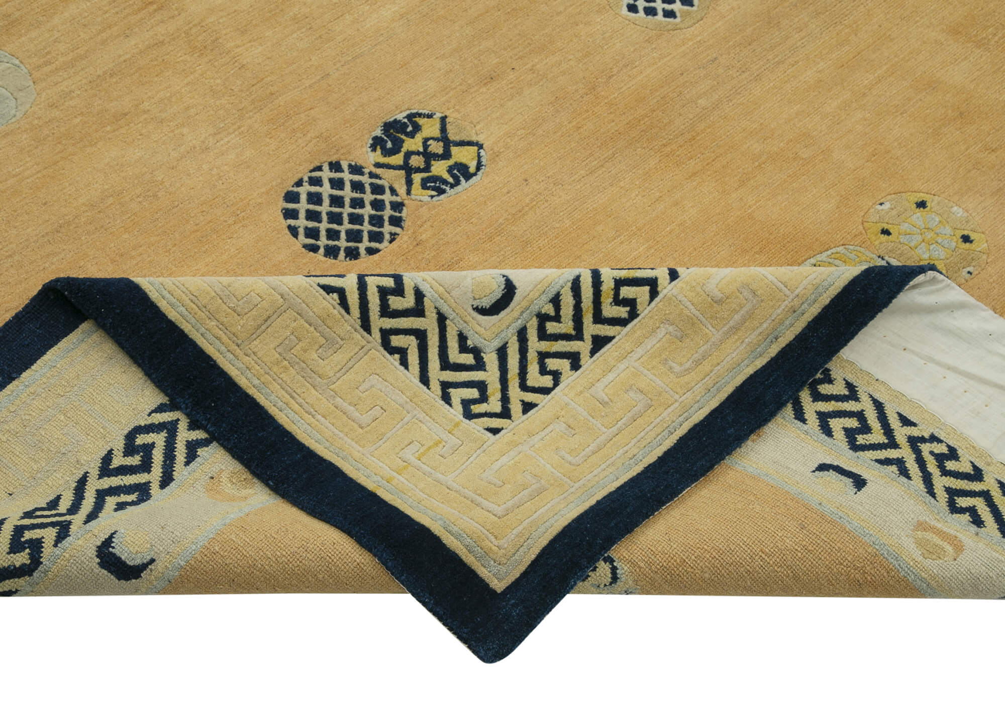 Handmade Wool Area Rug – Tebriz Orange Classic Cotton Wool Rug 9'5''x12'3''