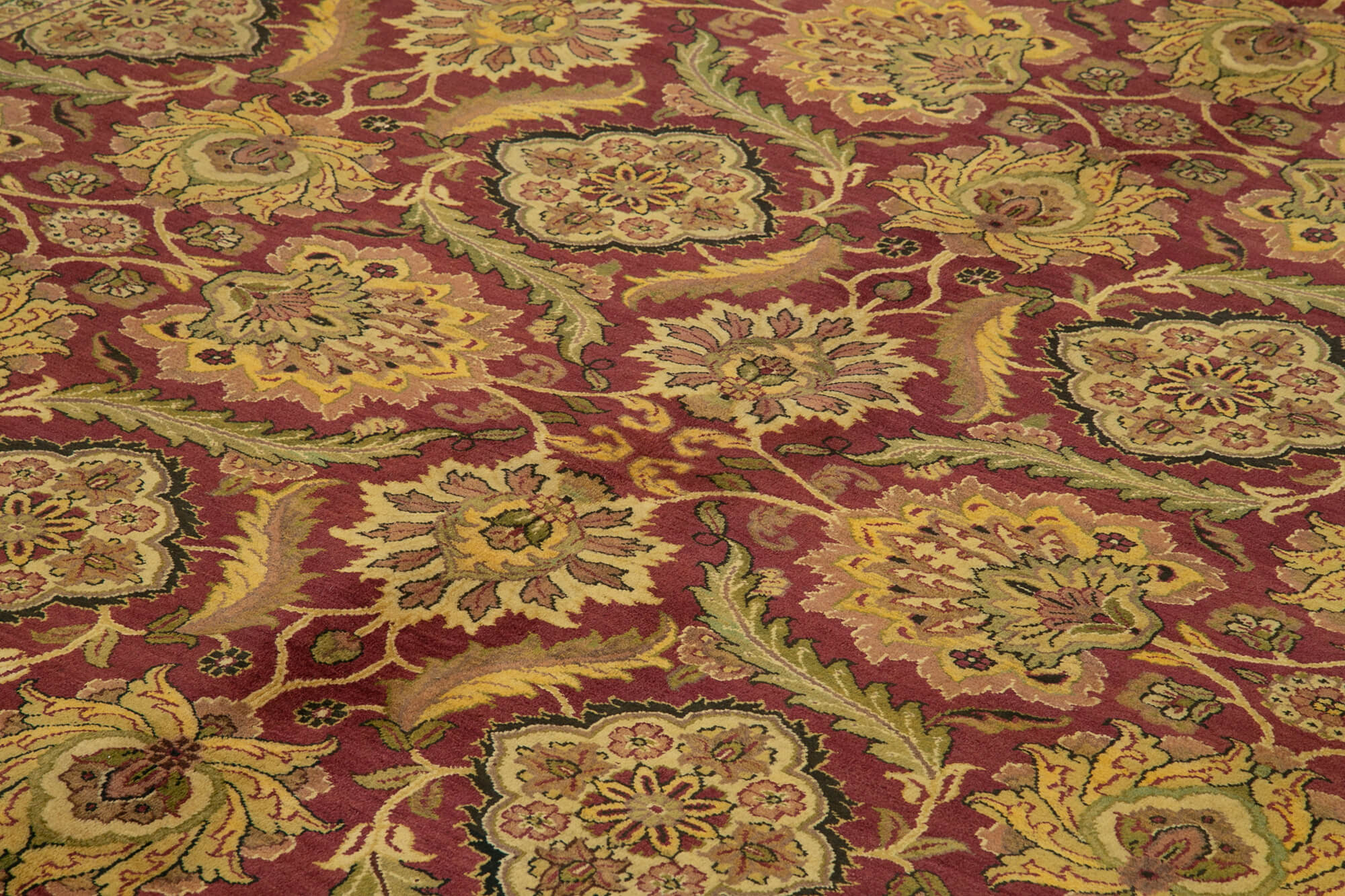 Handmade Wool Area Rug – Classic Cotton Wool Rug, Yellow 9x12 Vintage Handwoven