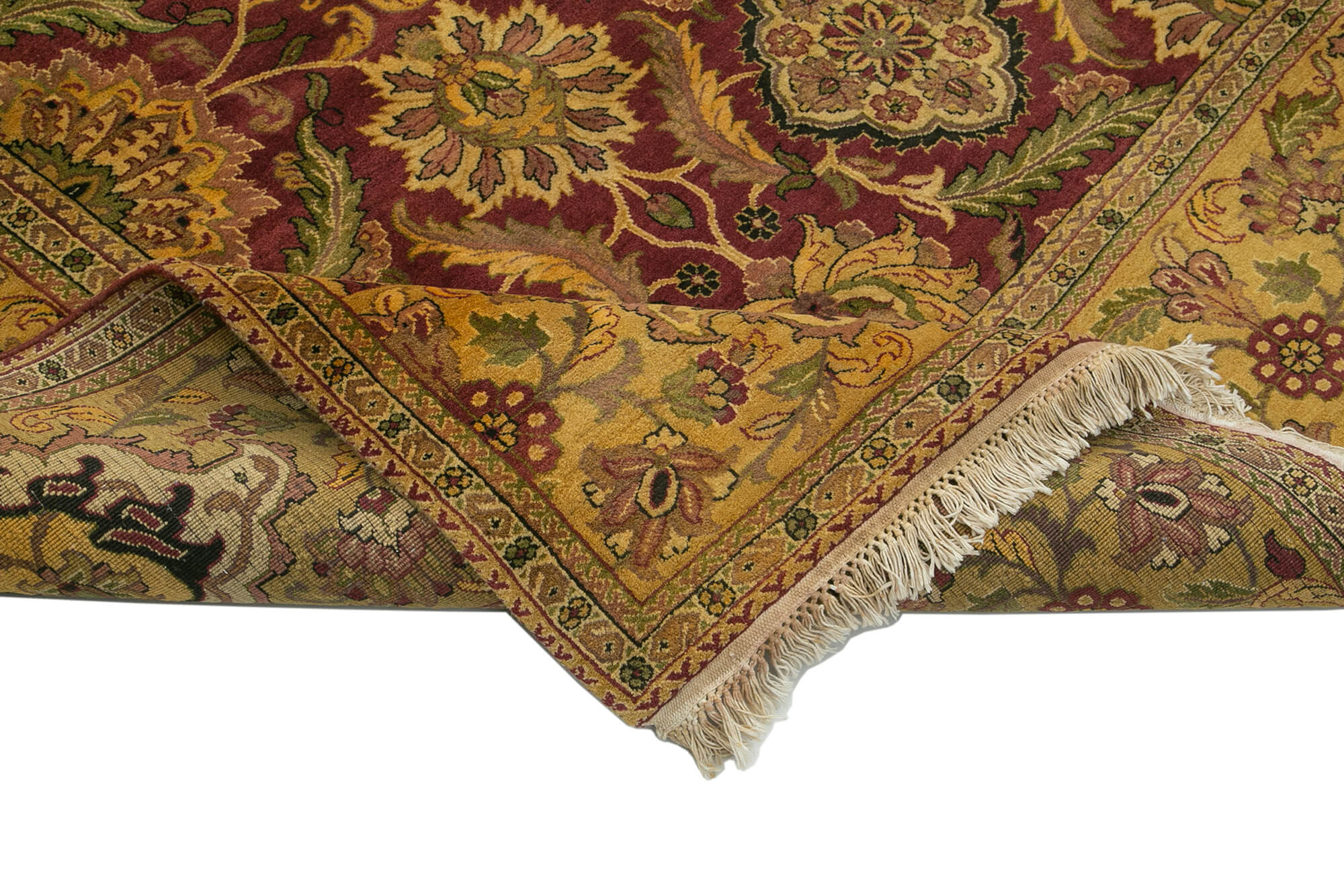 Handmade Wool Area Rug – Classic Cotton Wool Rug, Yellow 9x12 Vintage Handwoven