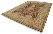 Handmade Wool Area Rug | Vintage Hand Knotted Carpet - Classic Beige 9x12 Rug