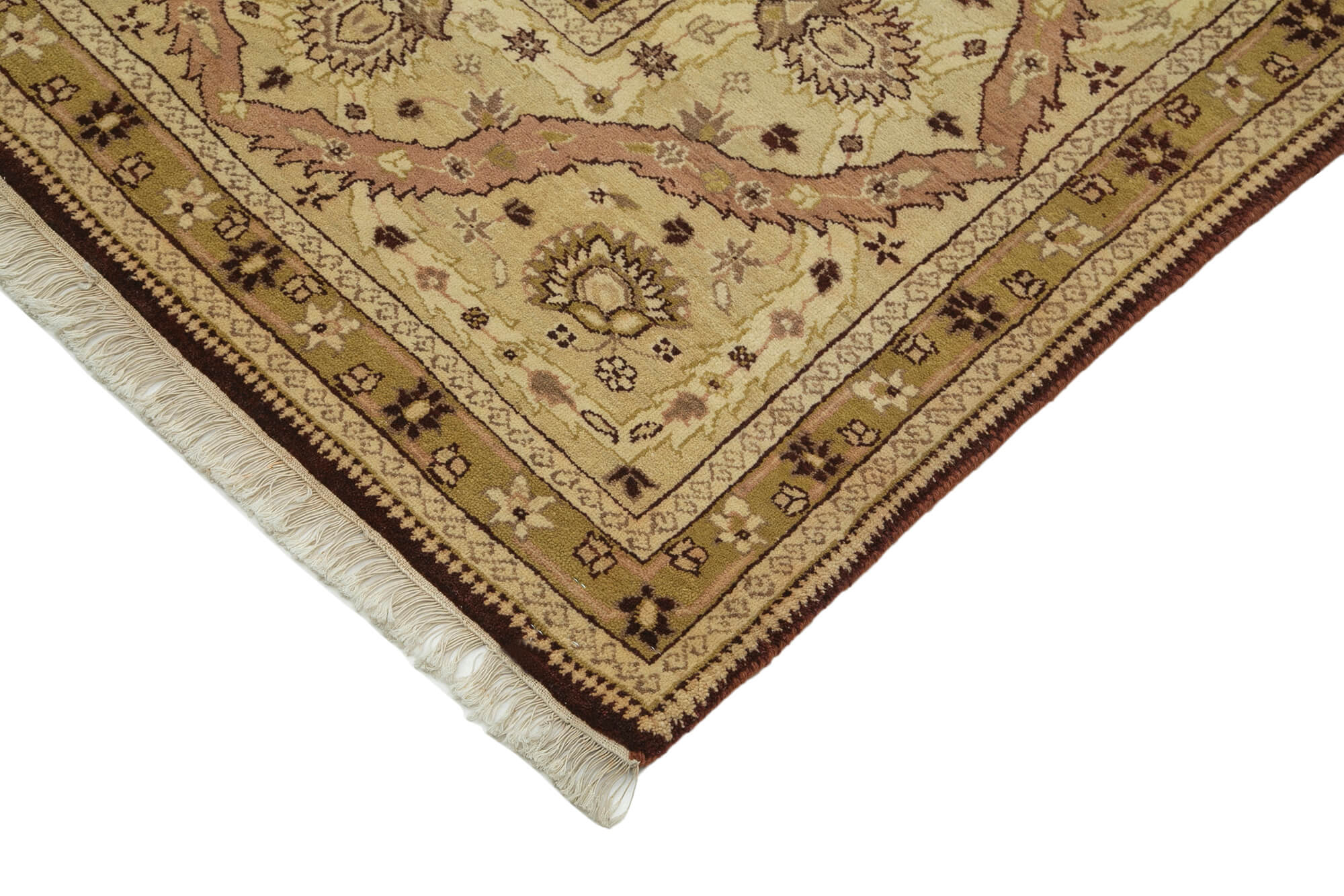 Handmade Wool Area Rug | Vintage Hand Knotted Carpet - Classic Beige 9x12 Rug