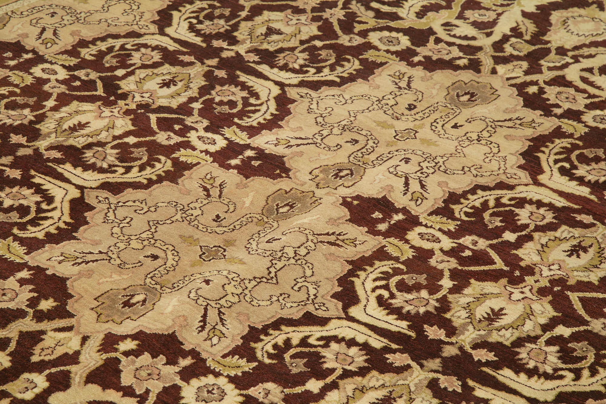 Handmade Wool Area Rug | Vintage Hand Knotted Carpet - Classic Beige 9x12 Rug