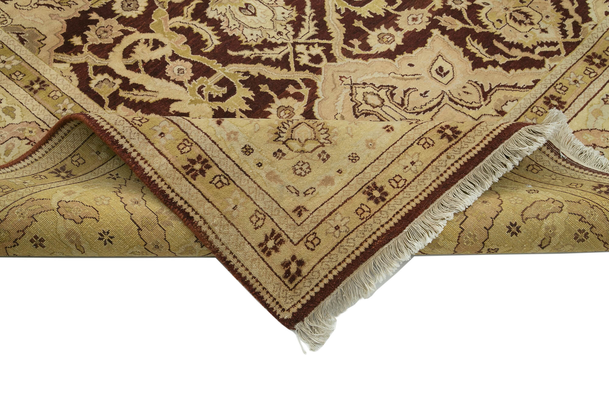 Handmade Wool Area Rug | Vintage Hand Knotted Carpet - Classic Beige 9x12 Rug