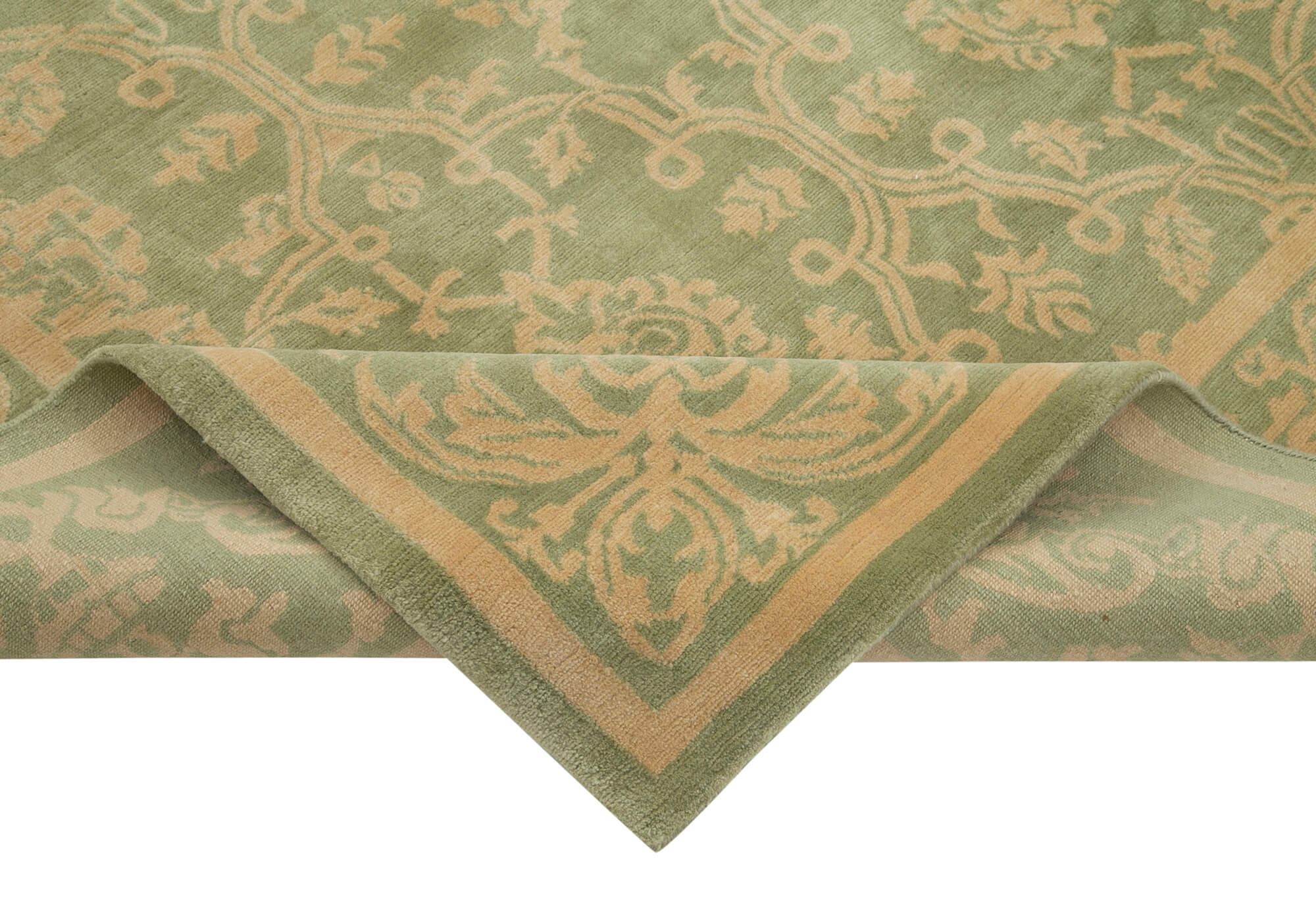 Handmade Wool Area Rug – Classic Green Cotton Wool Rug by Agacan Rugs, 8'2'' x 10'2''
