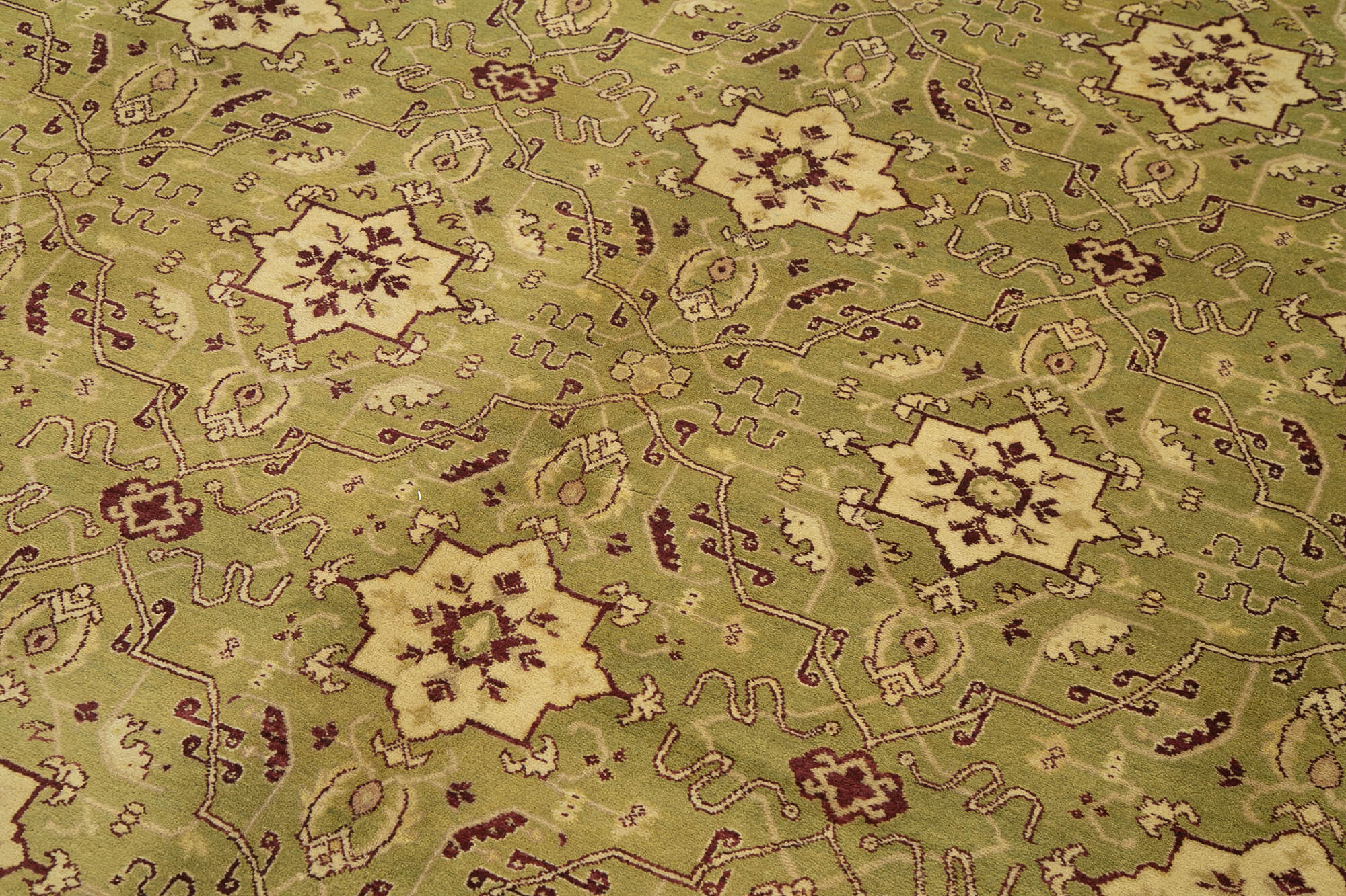 Handmade Wool Area Rug – Classic Green Rug 8x10 | Vintage Turkish Carpet