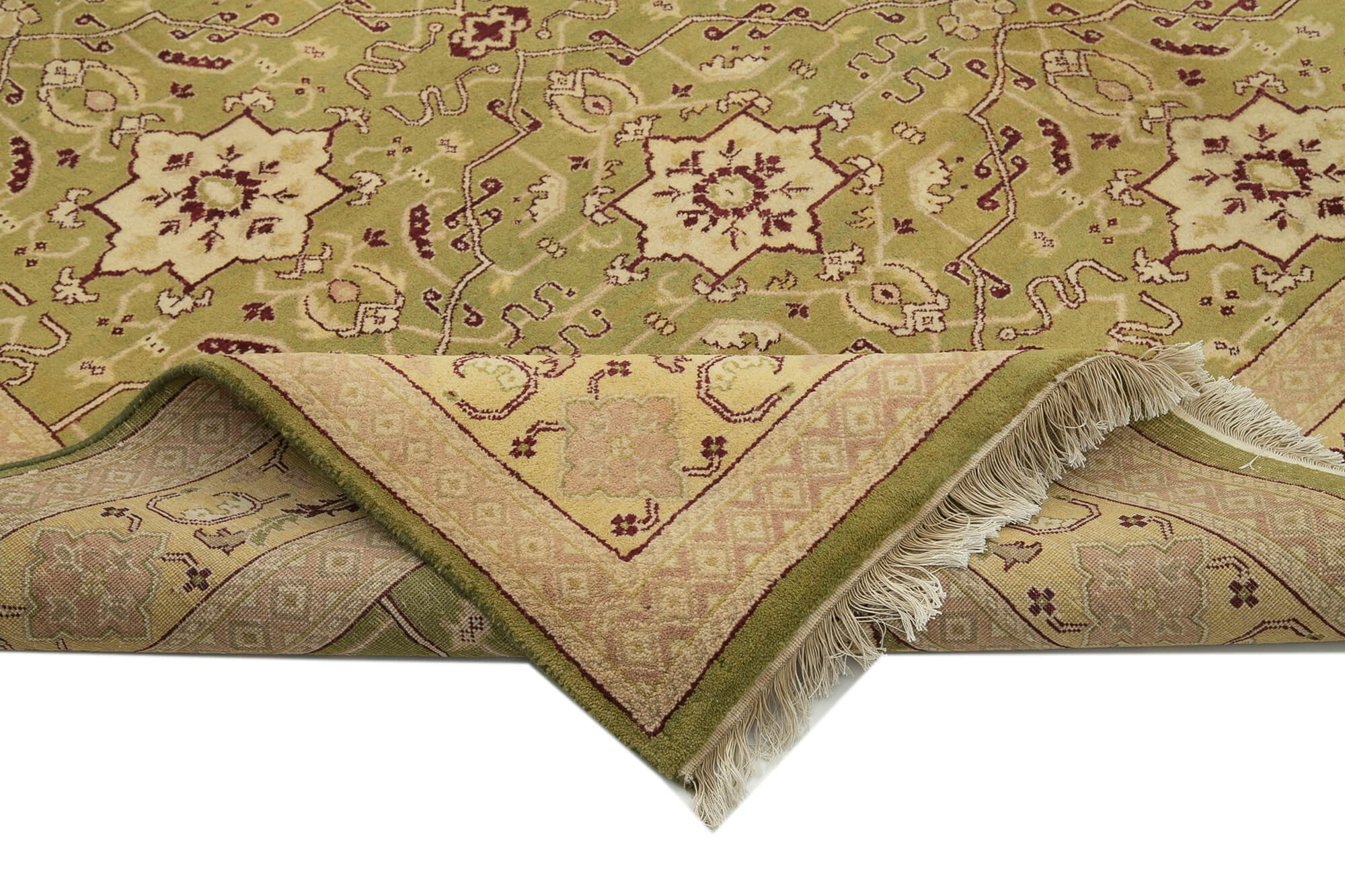 Handmade Wool Area Rug – Classic Green Rug 8x10 | Vintage Turkish Carpet