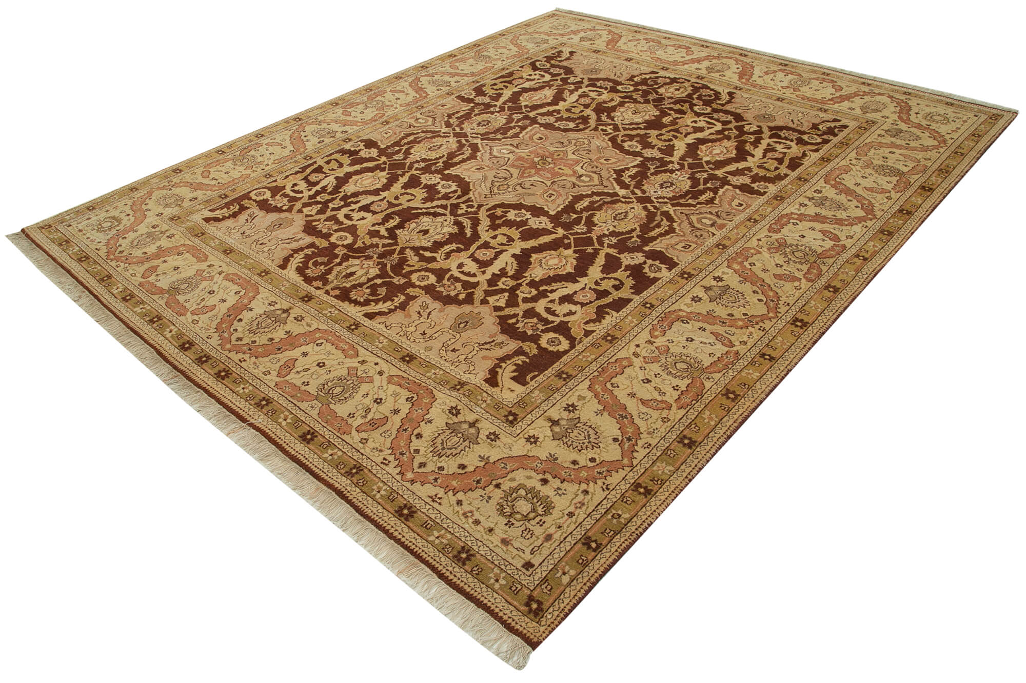 Handmade Wool Area Rug – Classic Beige Carpet Cotton Wool Rug 7'10''x9'8''