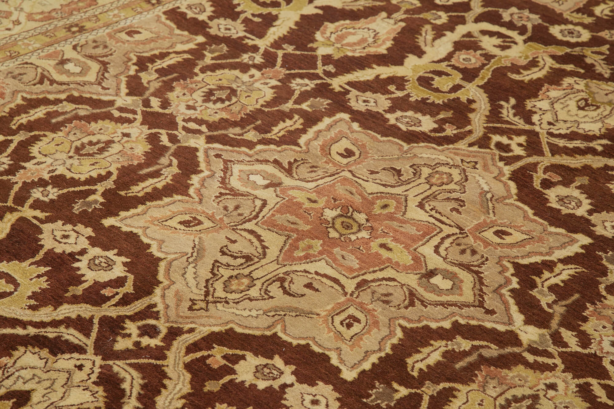 Handmade Wool Area Rug – Classic Beige Carpet Cotton Wool Rug 7'10''x9'8''
