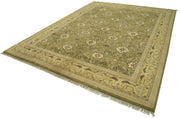 Handmade Cotton Wool Rug – Classic Green Vintage Turkish Carpet 8'10"x11'11"