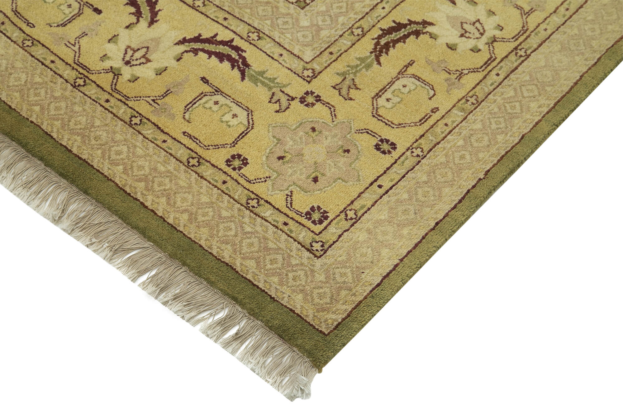 Handmade Cotton Wool Rug – Classic Green Vintage Turkish Carpet 8'10"x11'11"