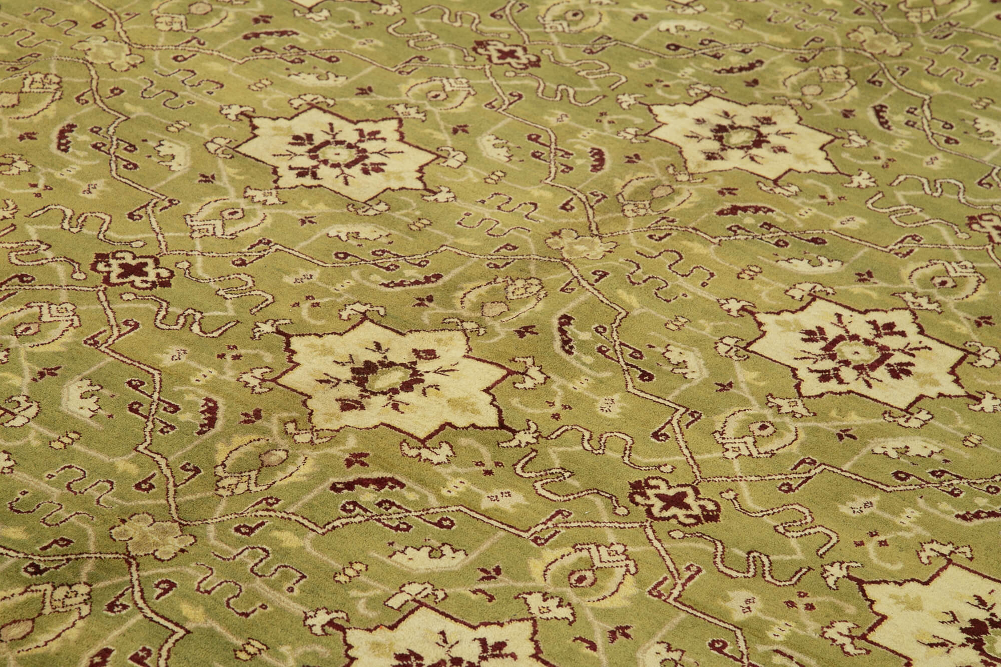 Handmade Cotton Wool Rug – Classic Green Vintage Turkish Carpet 8'10"x11'11"
