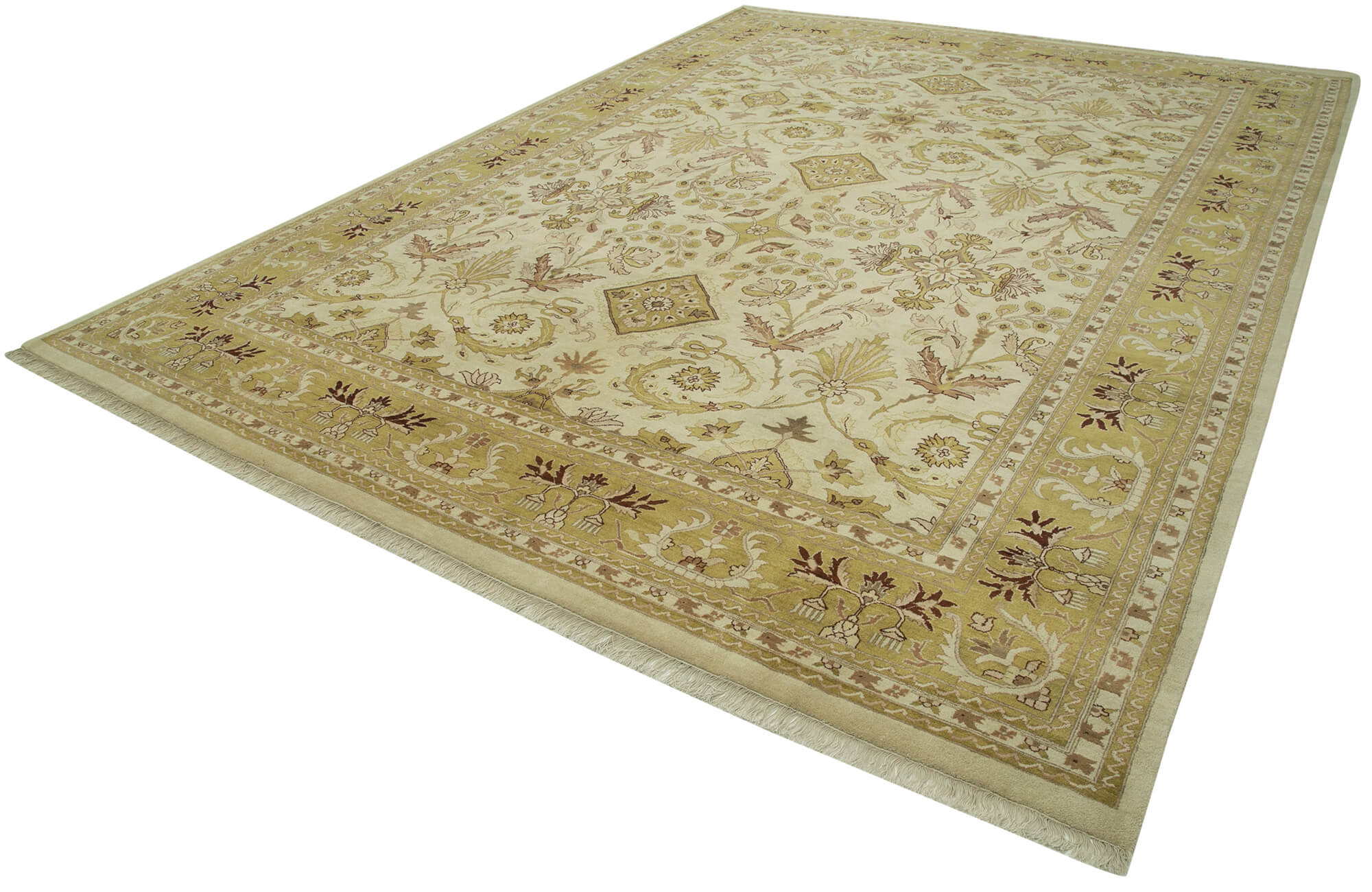 Handmade Wool Area Rug – Classic Beige Turkish Hand Knotted Rug 10'x13'7''