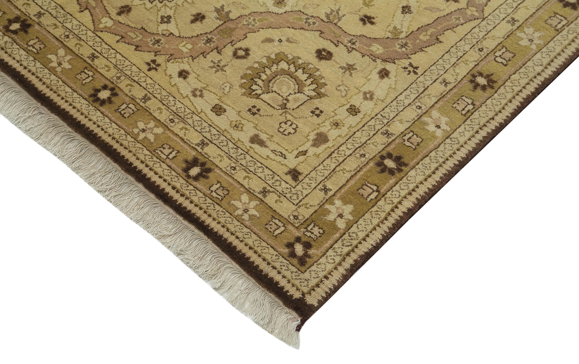 Handmade Wool Area Rug – Tebriz Classic Beige Cotton Wool Rug 9'10''x14'1''