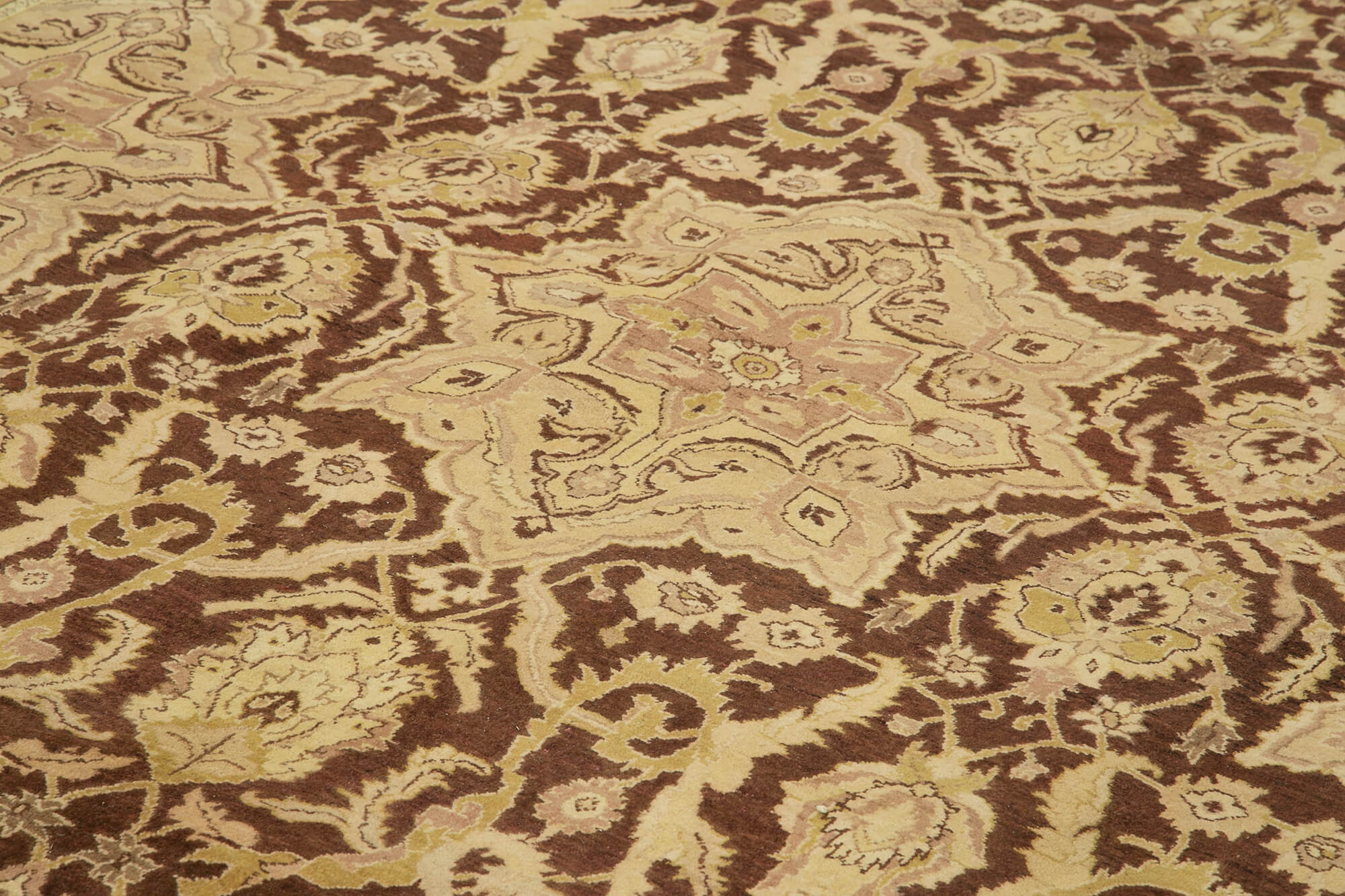 Handmade Wool Area Rug – Tebriz Classic Beige Cotton Wool Rug 9'10''x14'1''