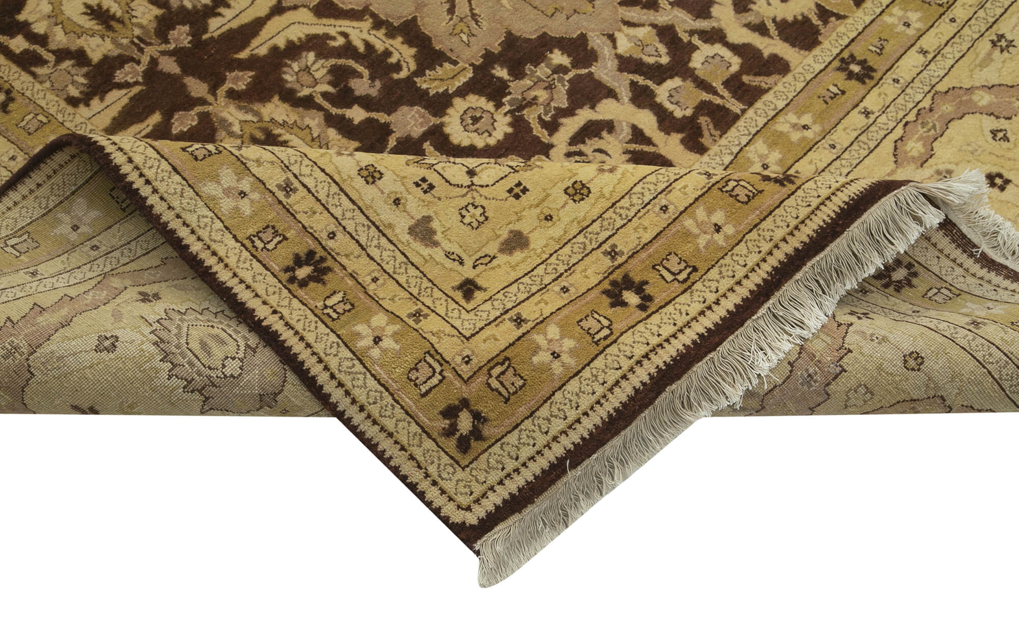 Handmade Wool Area Rug – Tebriz Classic Beige Cotton Wool Rug 9'10''x14'1''