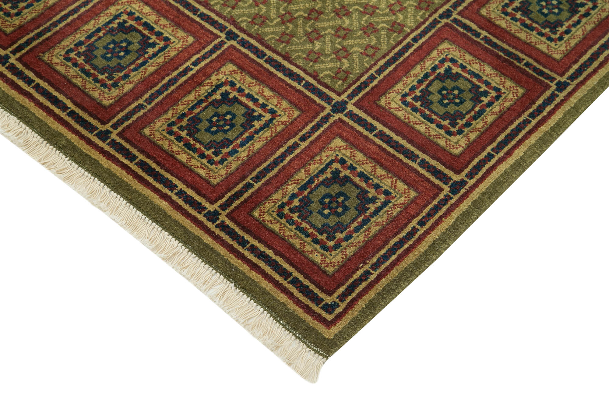 Handmade Wool Area Rug – Classic Green Turkish Hand Knotted Rug 7x10 Feet