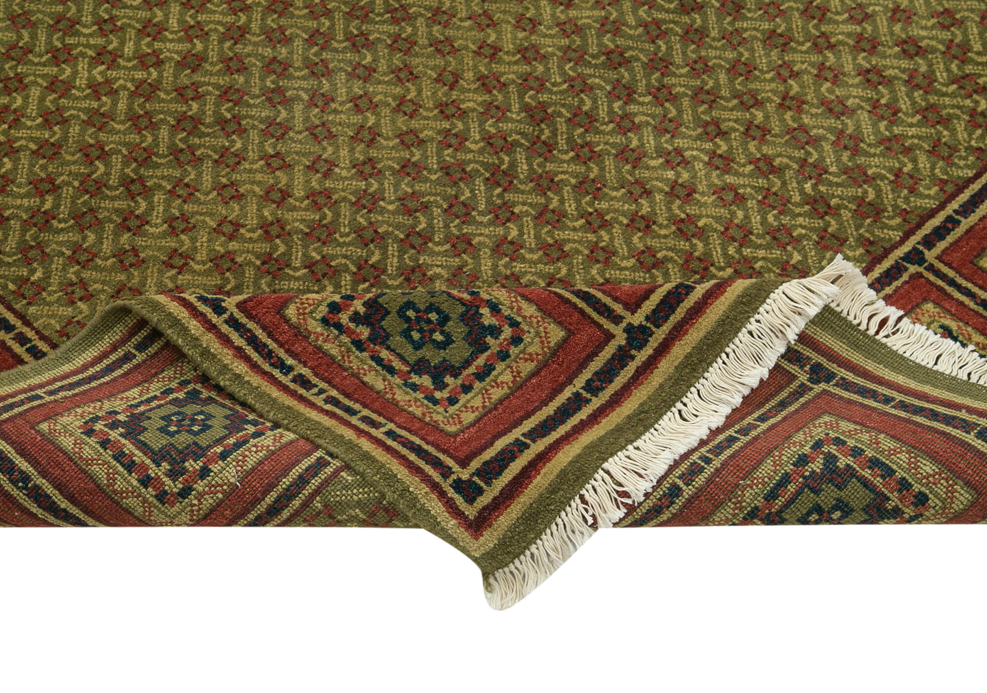 Handmade Wool Area Rug – Classic Green Turkish Hand Knotted Rug 7x10 Feet
