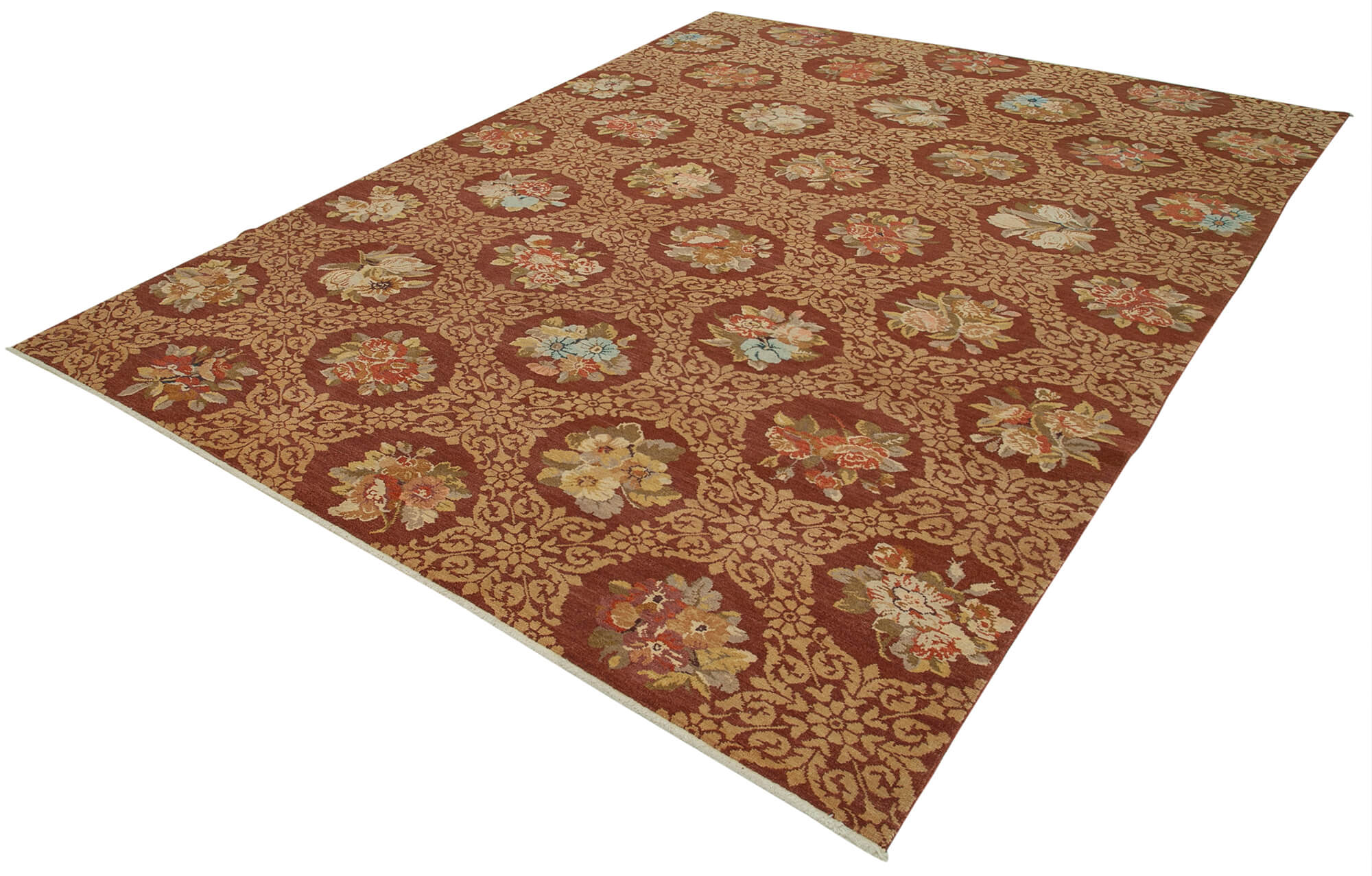 Handmade Wool Area Rug – Tebriz Red Classic Cotton Rug 7'9''x10'6'' by Agacan
