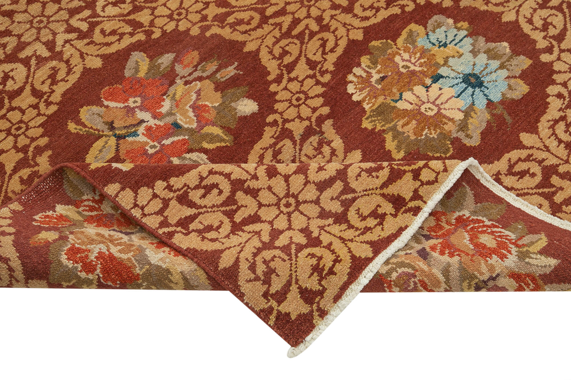 Handmade Wool Area Rug – Tebriz Red Classic Cotton Rug 7'9''x10'6'' by Agacan