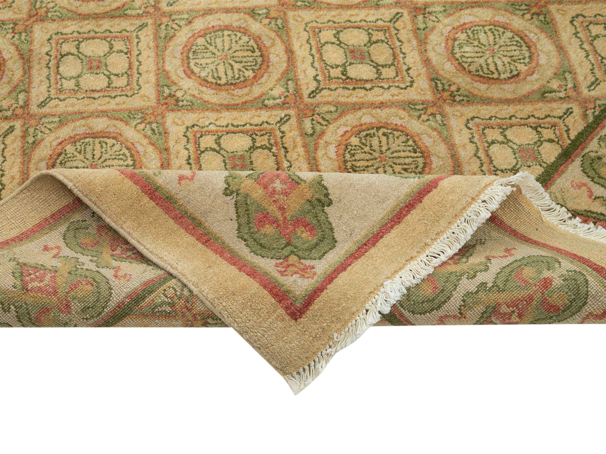 Handmade Wool Area Rug – Tebriz Classic Cotton Wool Blend Rug 7'10''x10'0'' Beige