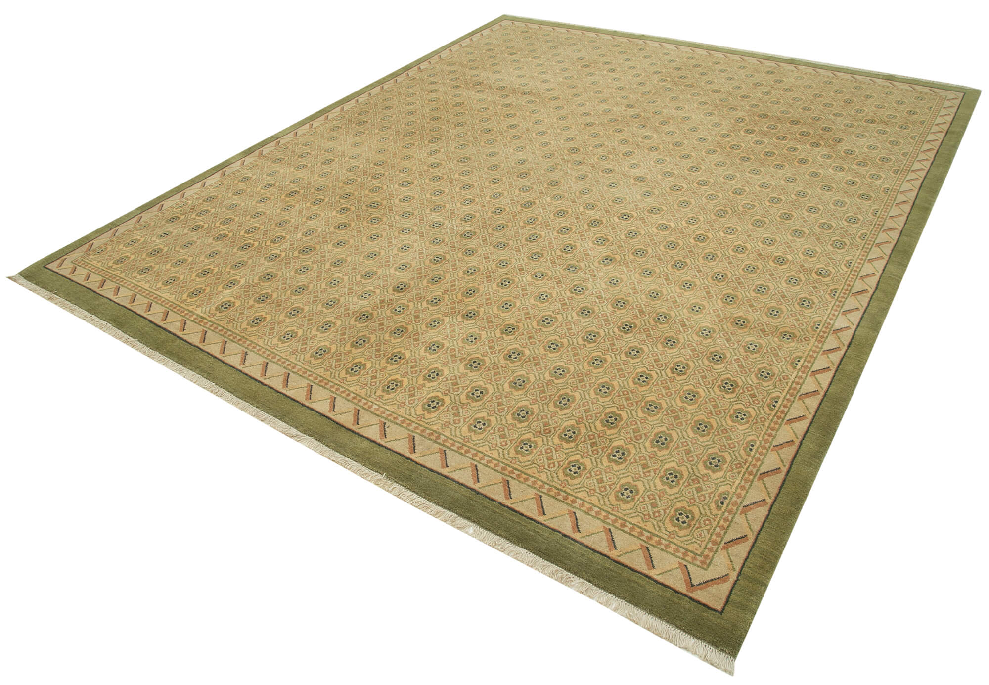 Handmade Wool Area Rug - Classic Beige Turkish Hand Knotted Carpet 8'x9'11''