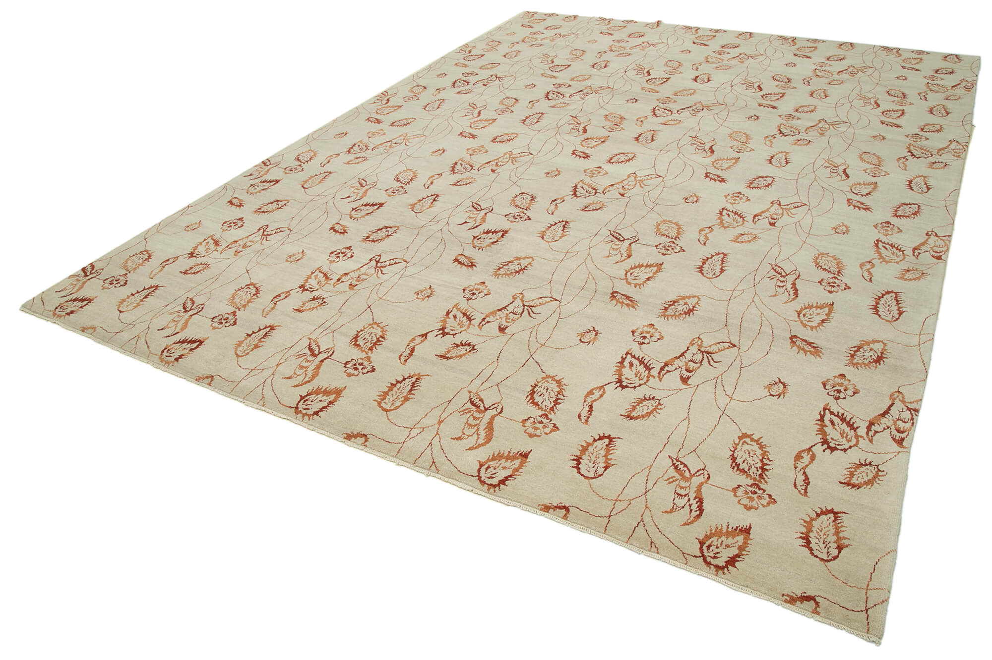 Handmade Wool Area Rug – Tebriz Classic Beige Cotton Wool Carpet 8'10''x11'11''